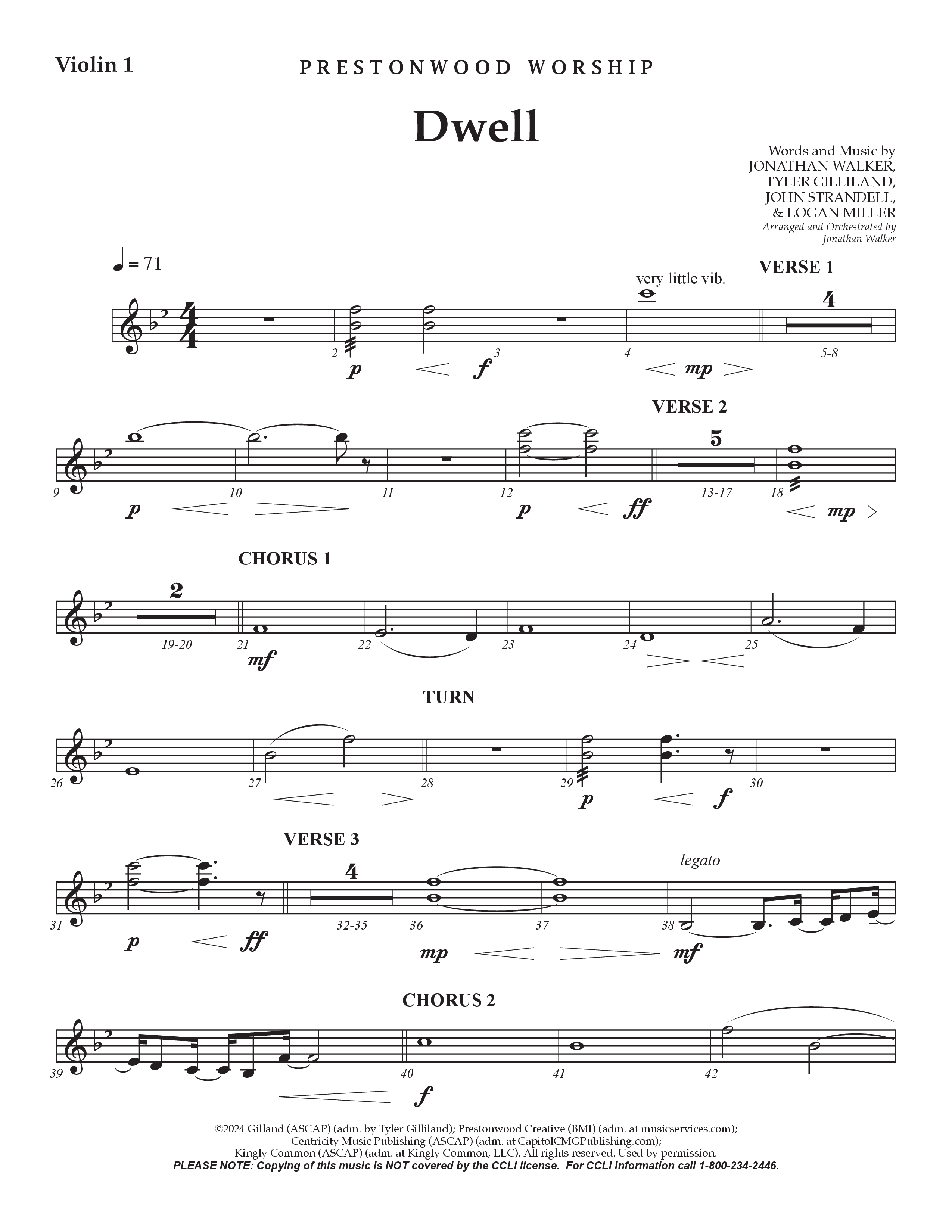 Dwell (Choral Anthem SATB) String Ensemble (Prestonwood Worship / Arr. Jonathan Walker)