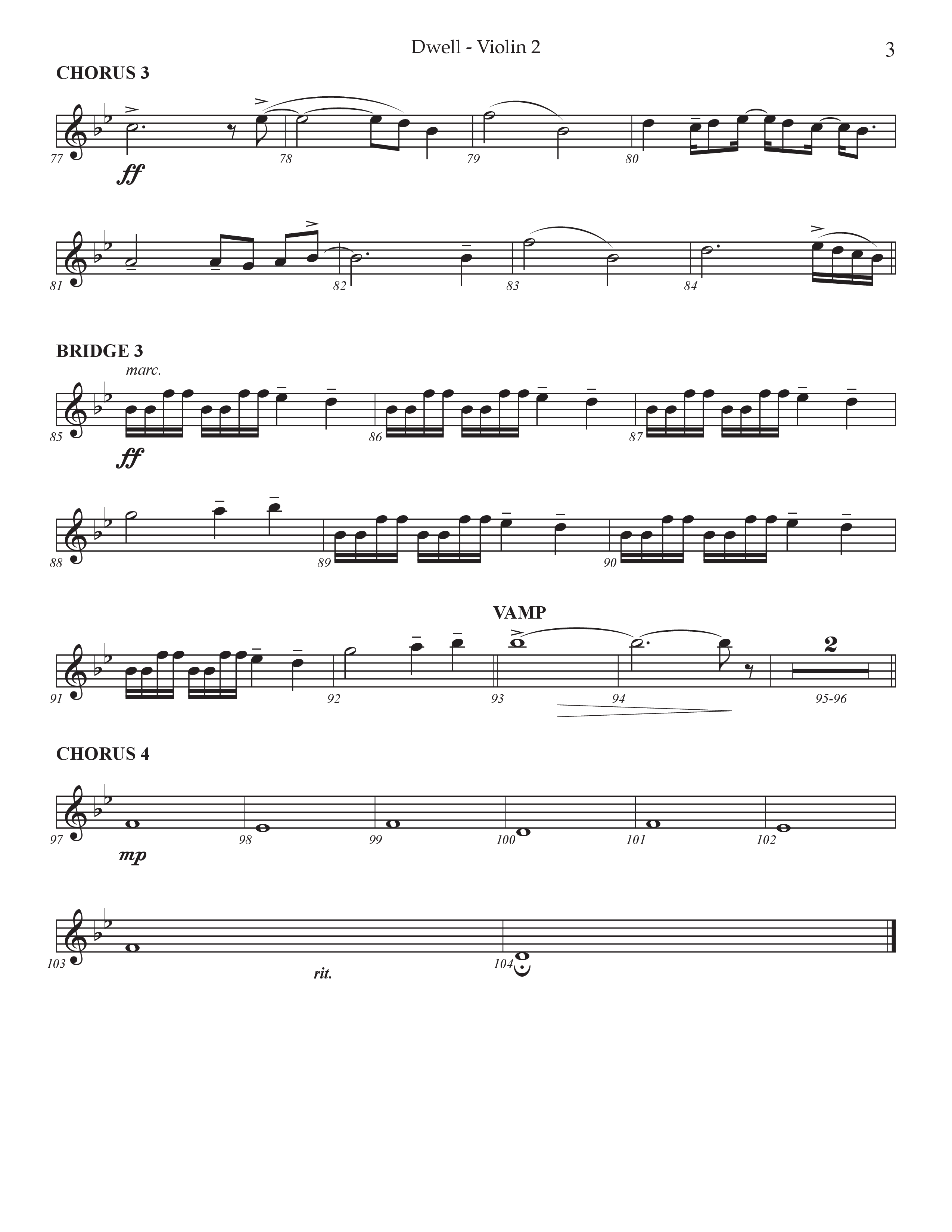 Dwell (Choral Anthem SATB) Violin 2 (Prestonwood Worship / Arr. Jonathan Walker)