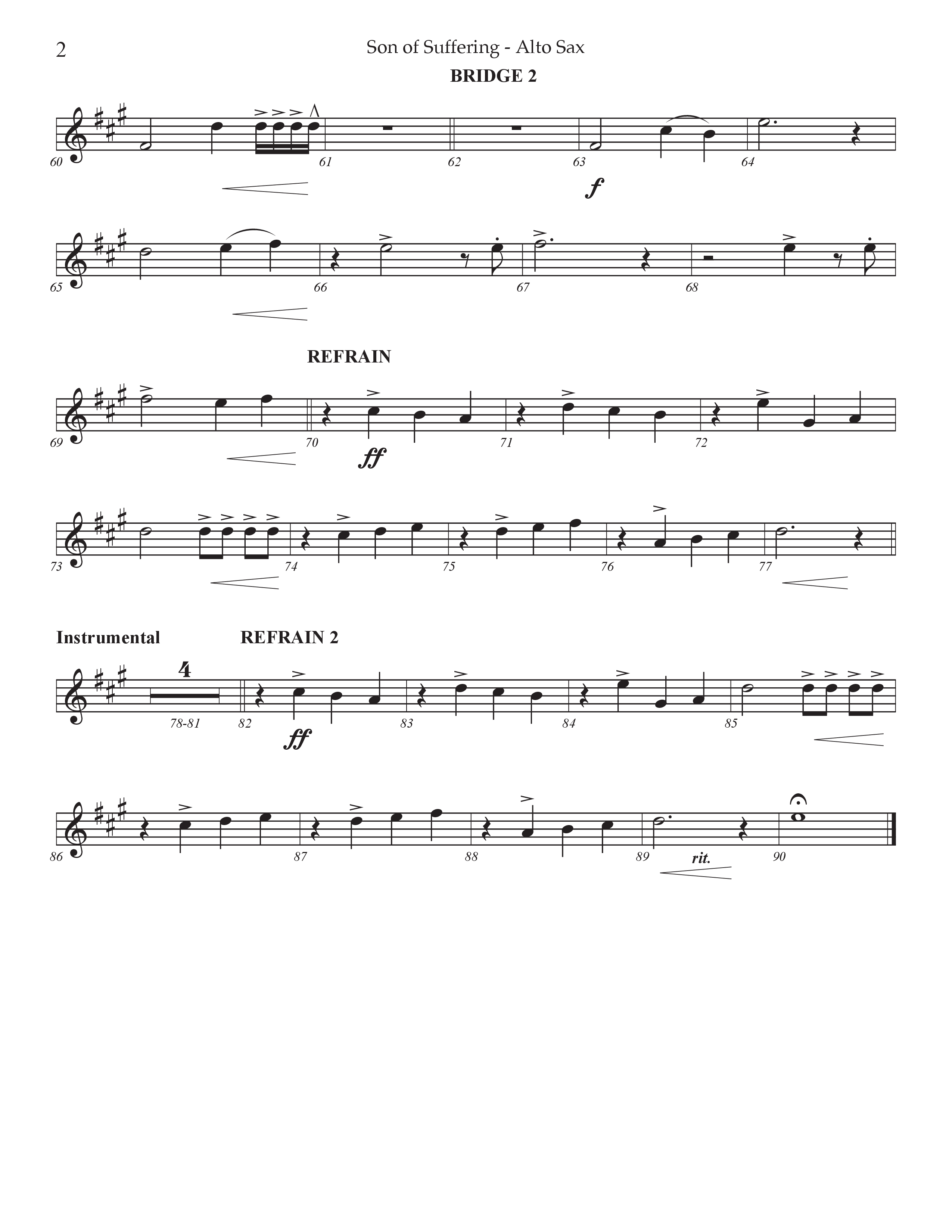 Son Of Suffering (Choral Anthem SATB) Alto Sax 1/2 (Prestonwood Worship / Arr. Jonathan Walker)