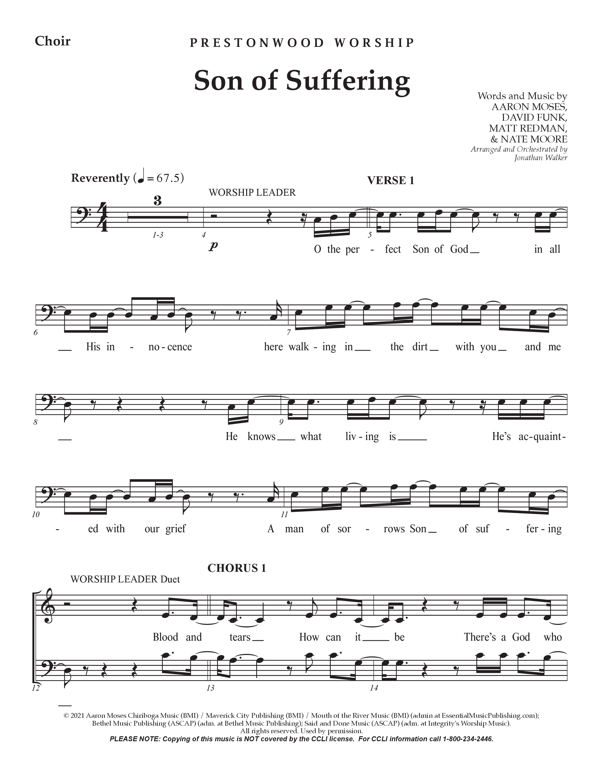 Son Of Suffering (Choral Anthem SATB) Choir Sheet CH (Prestonwood Worship / Arr. Jonathan Walker)