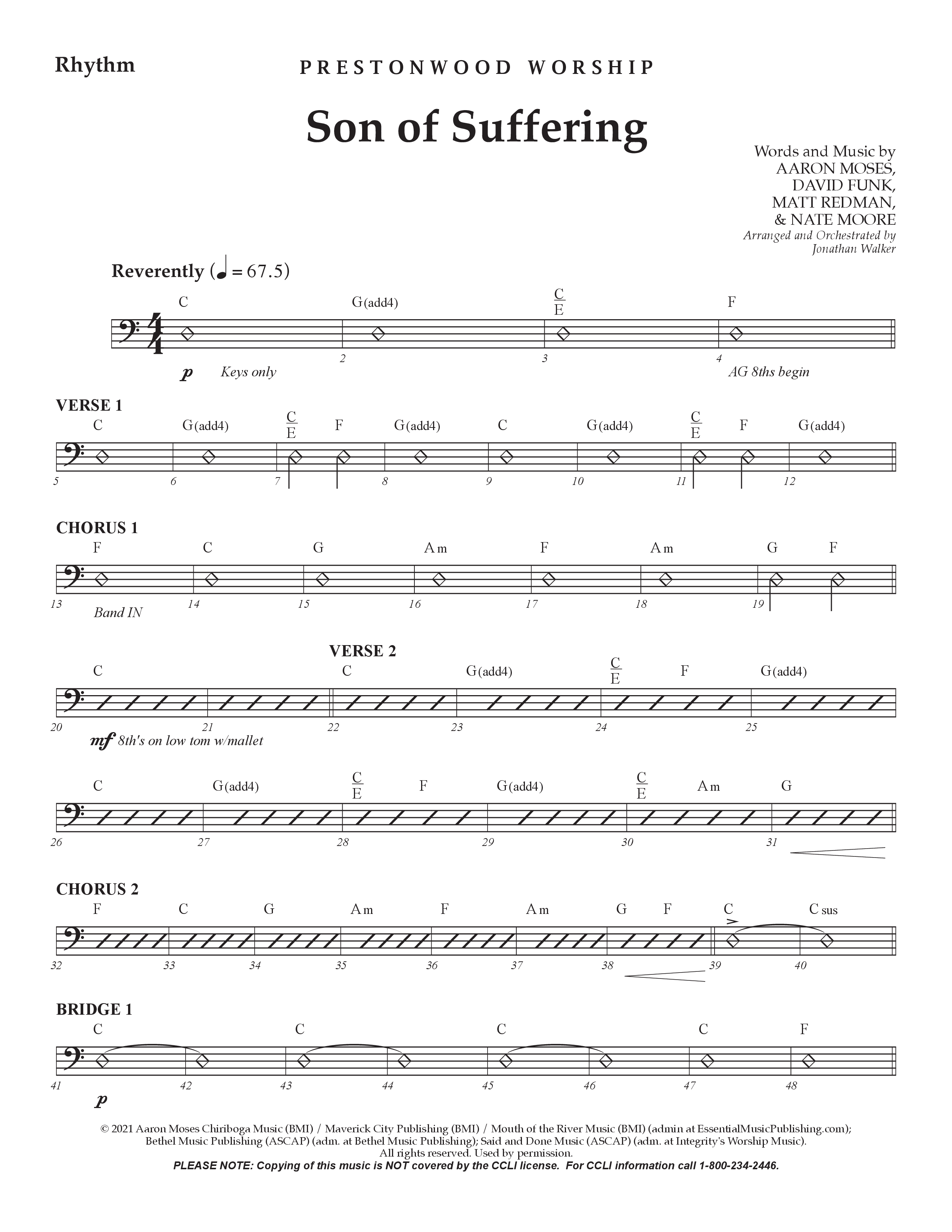 Son Of Suffering (Choral Anthem SATB) Rhythm Chart (Prestonwood Worship / Arr. Jonathan Walker)