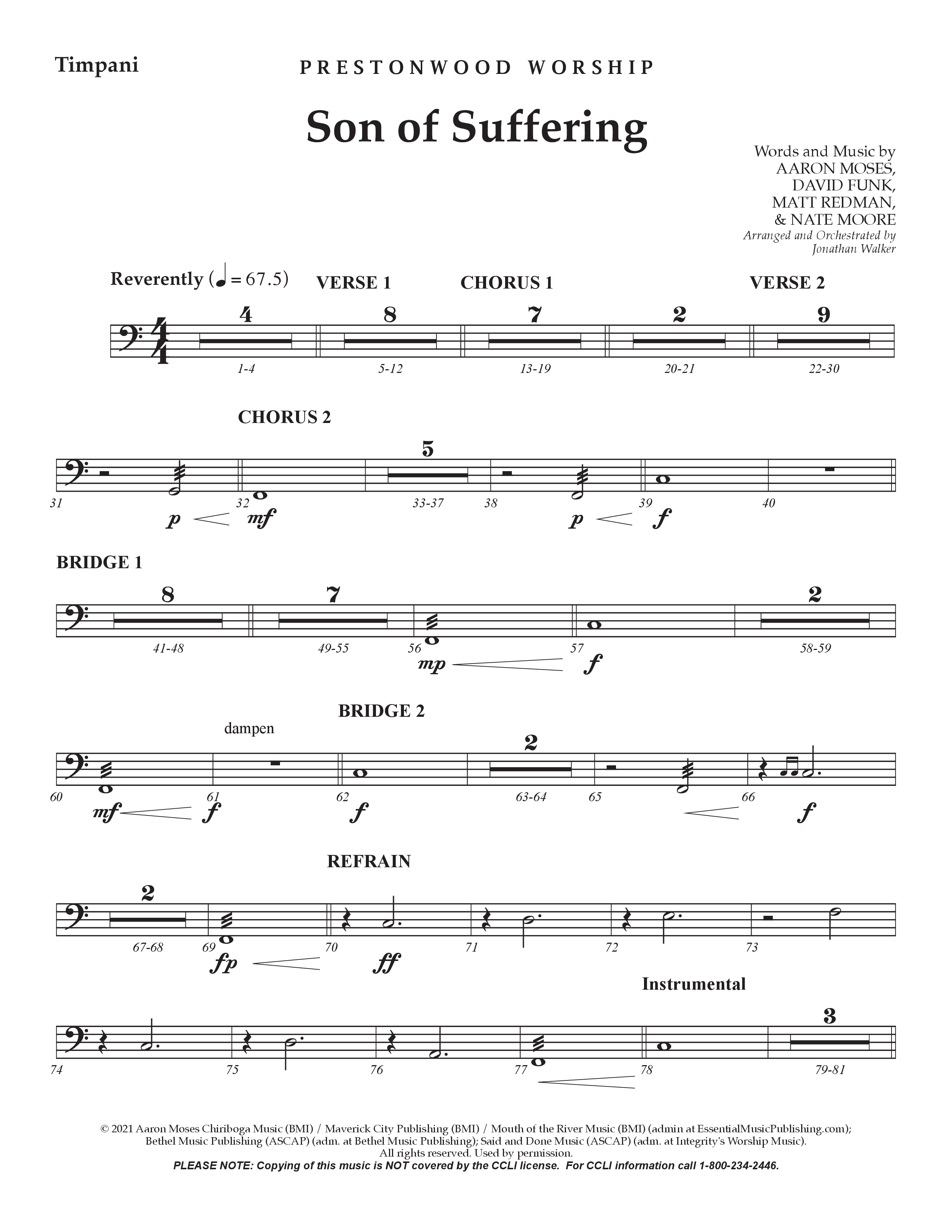 Son Of Suffering (Choral Anthem SATB) Timpani (Prestonwood Worship / Arr. Jonathan Walker)