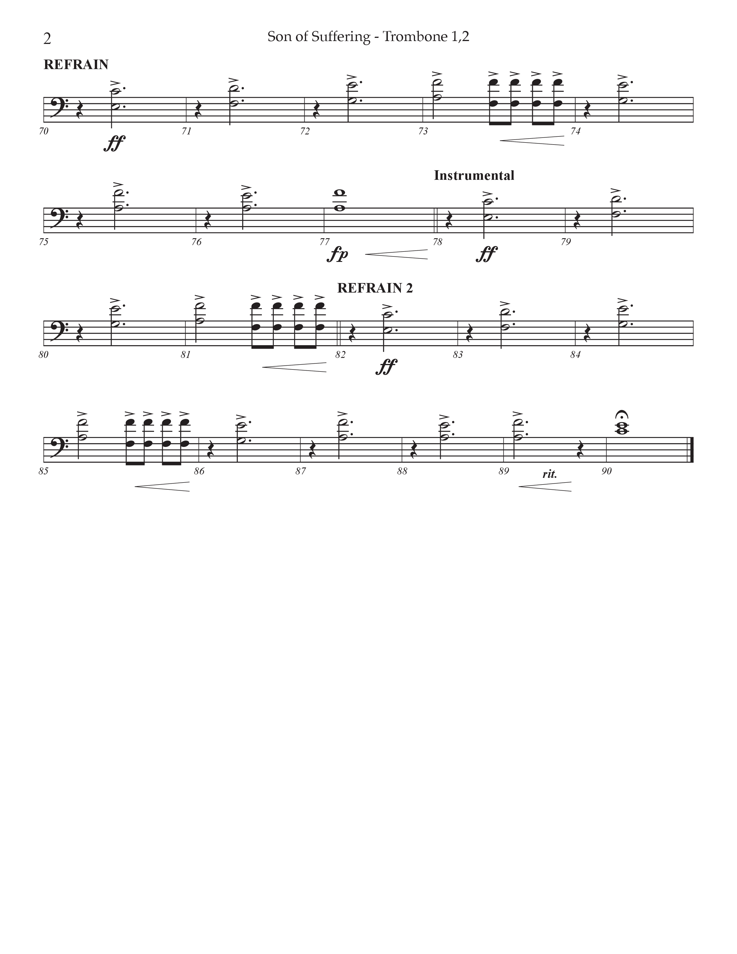 Son Of Suffering (Choral Anthem SATB) Trombone 1/2 (Prestonwood Worship / Arr. Jonathan Walker)