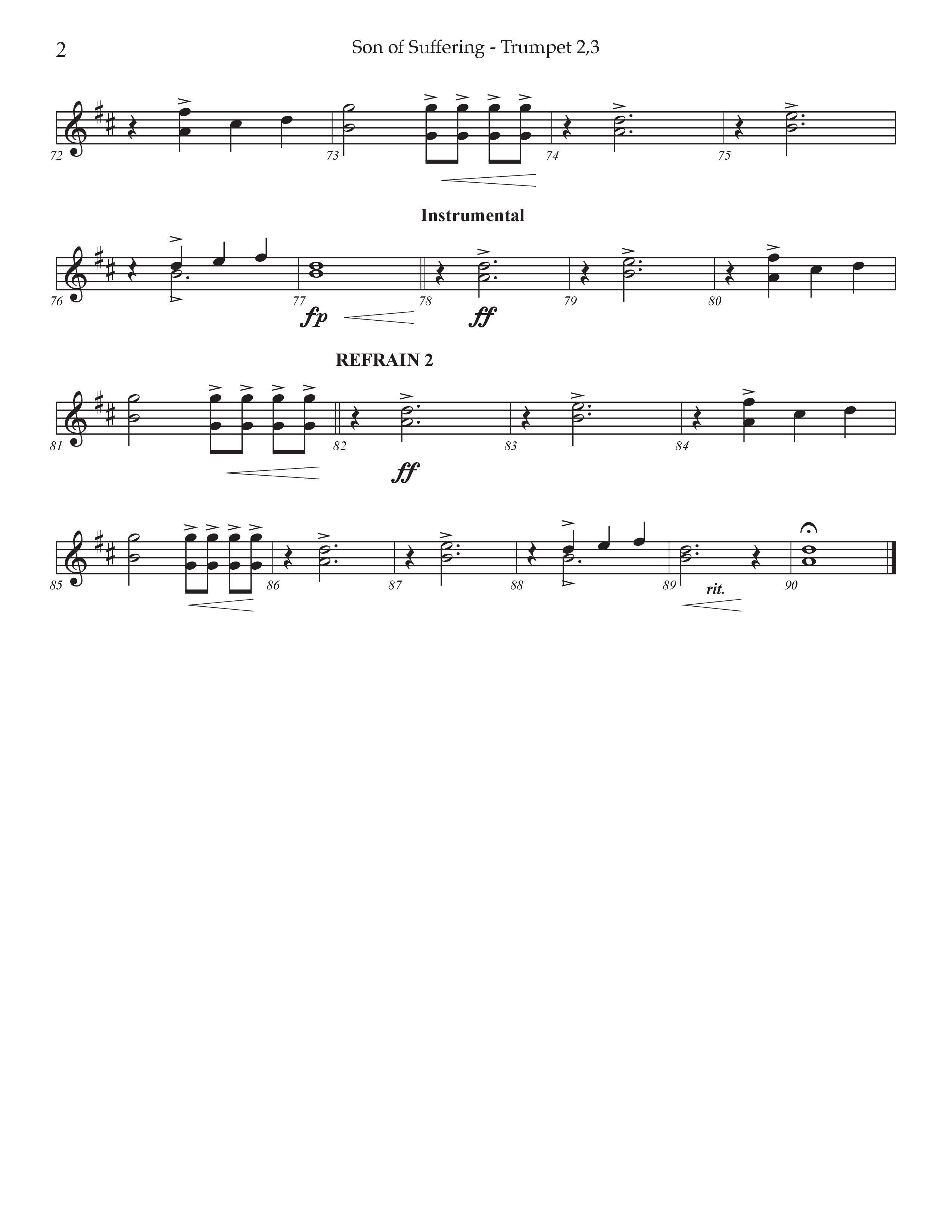 Son Of Suffering (Choral Anthem SATB) Trumpet 2/3 (Prestonwood Worship / Arr. Jonathan Walker)