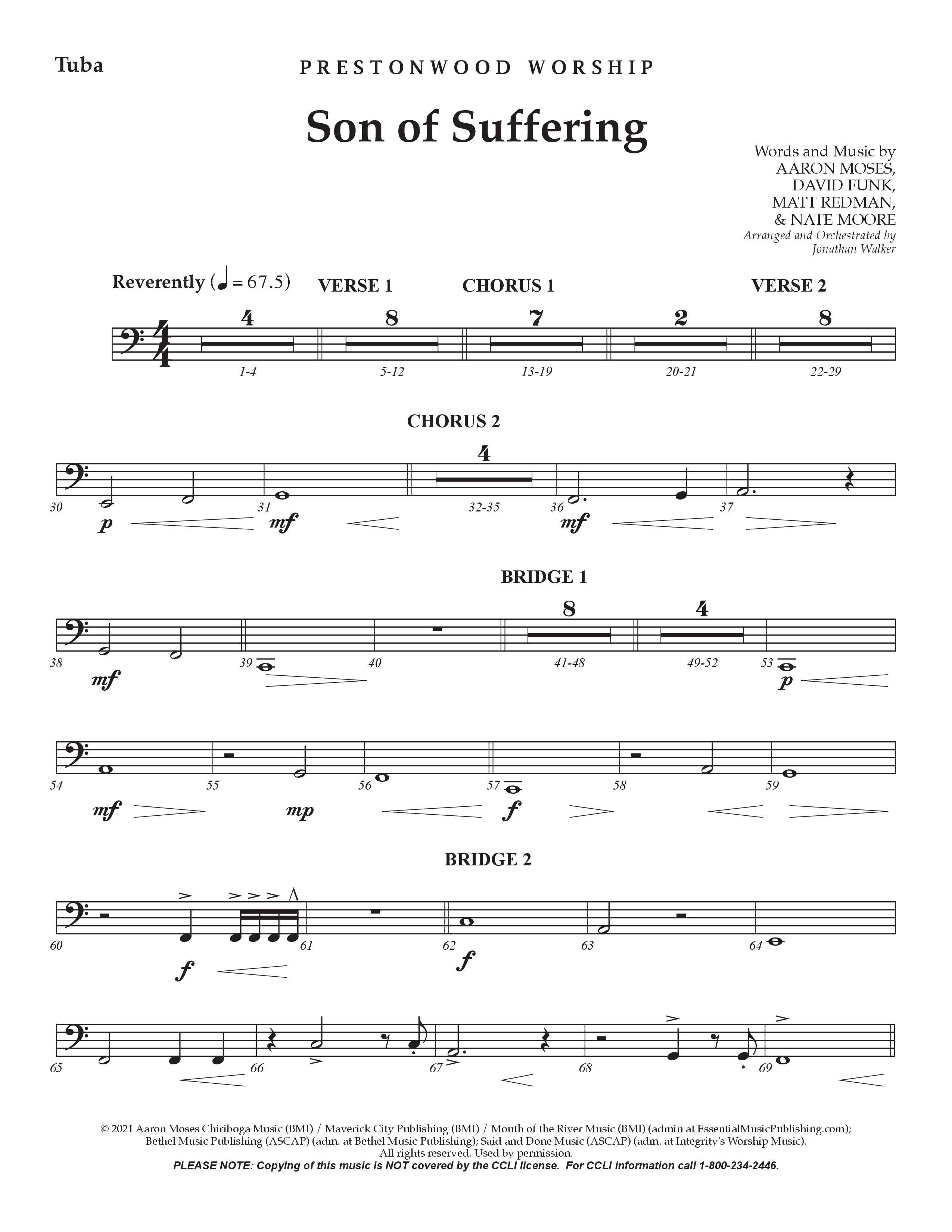 Son Of Suffering (Choral Anthem SATB) Tuba (Prestonwood Worship / Arr. Jonathan Walker)