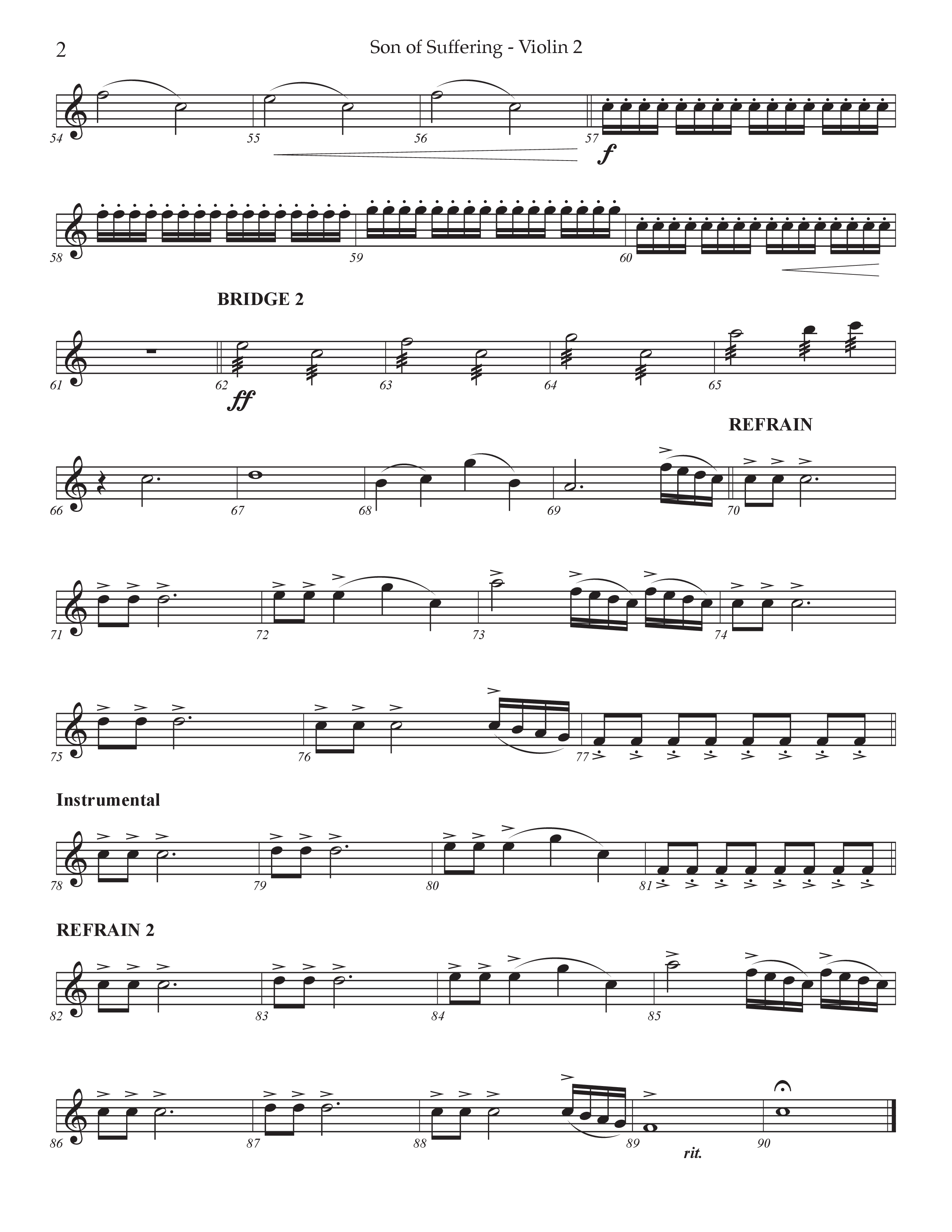 Son Of Suffering (Choral Anthem SATB) Violin 2 (Prestonwood Worship / Arr. Jonathan Walker)