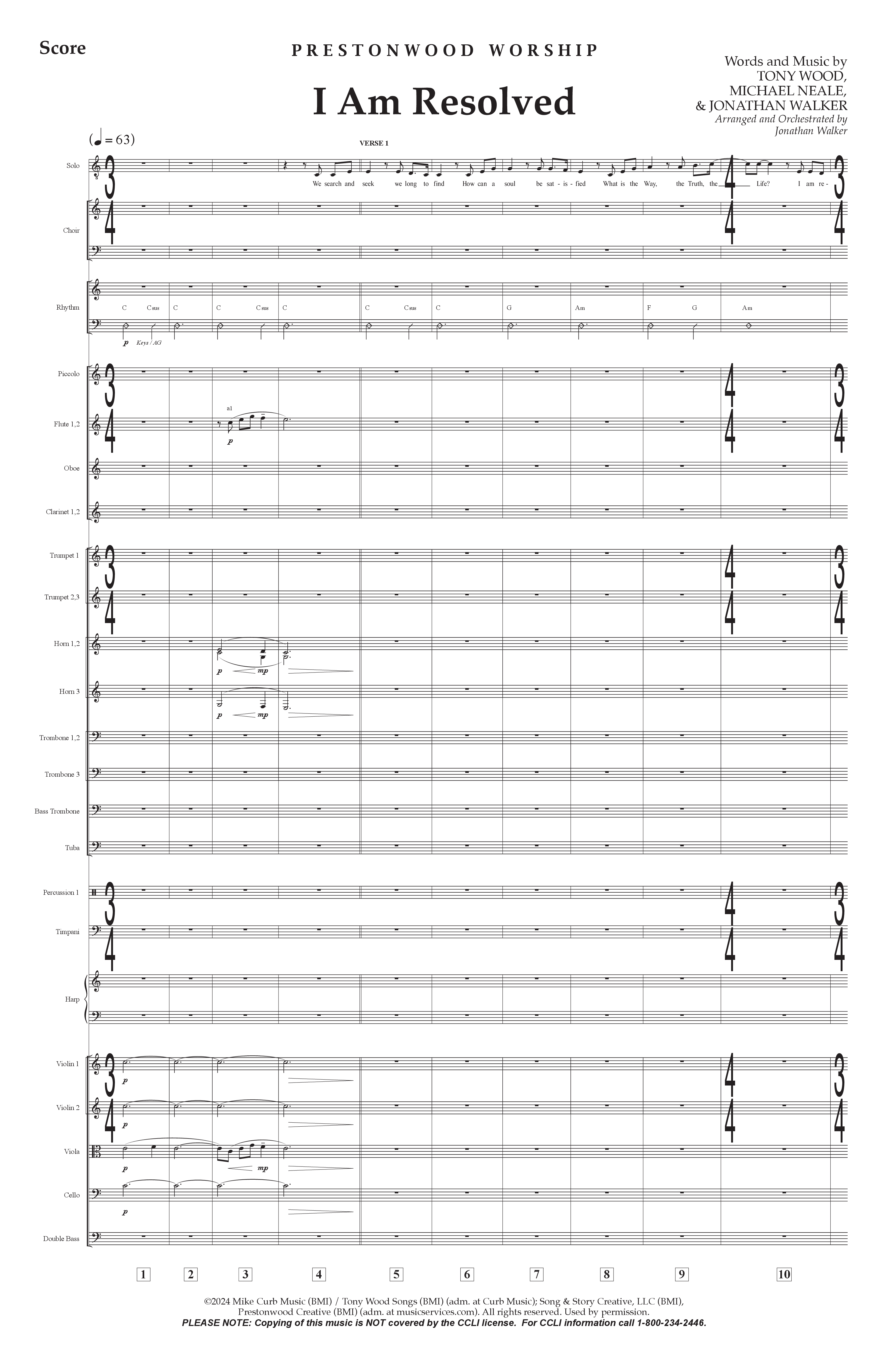 I Am Resolved (Choral Anthem SATB) Conductor's Score (Prestonwood Worship / Arr. Jonathan Walker)