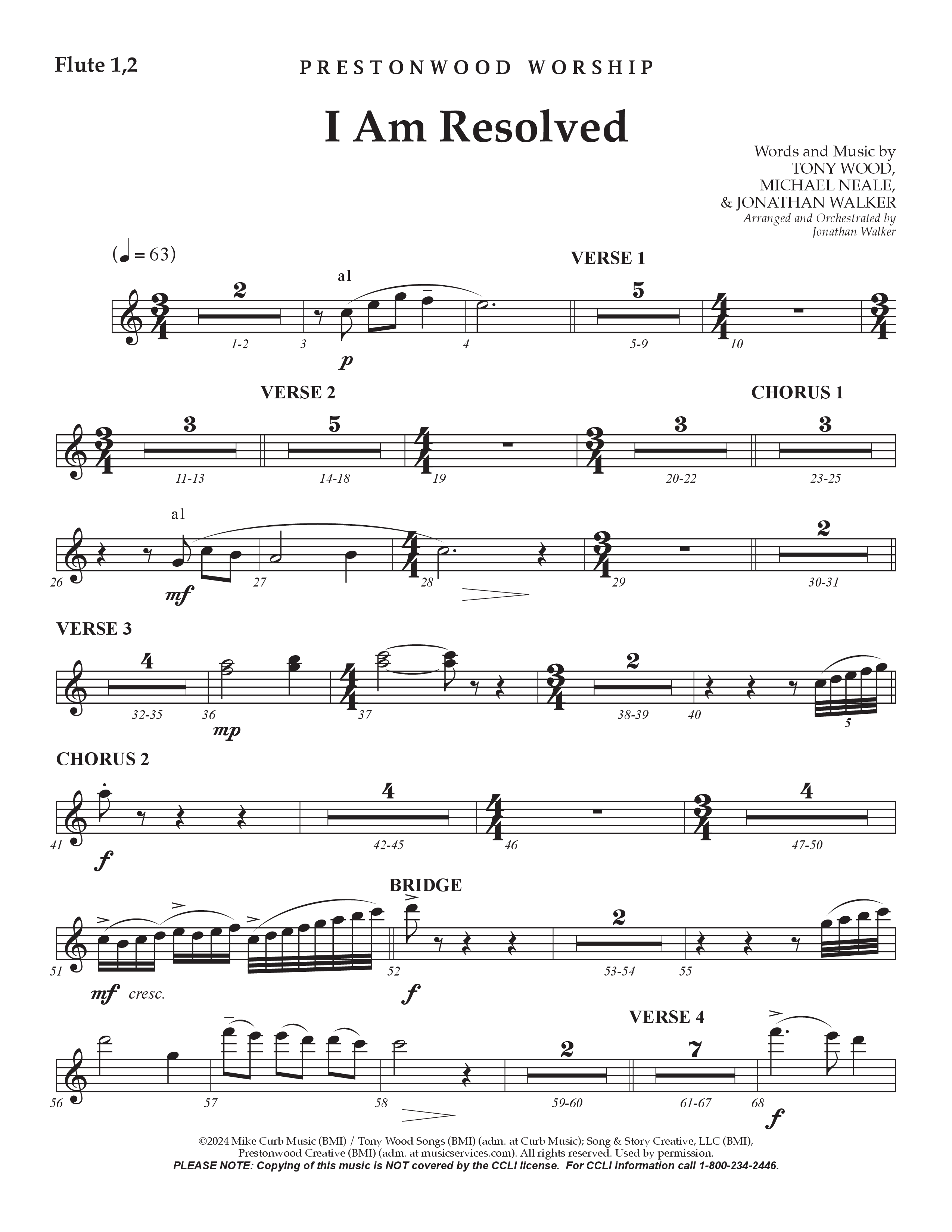 I Am Resolved (Choral Anthem SATB) Flute 1/2 (Prestonwood Worship / Arr. Jonathan Walker)