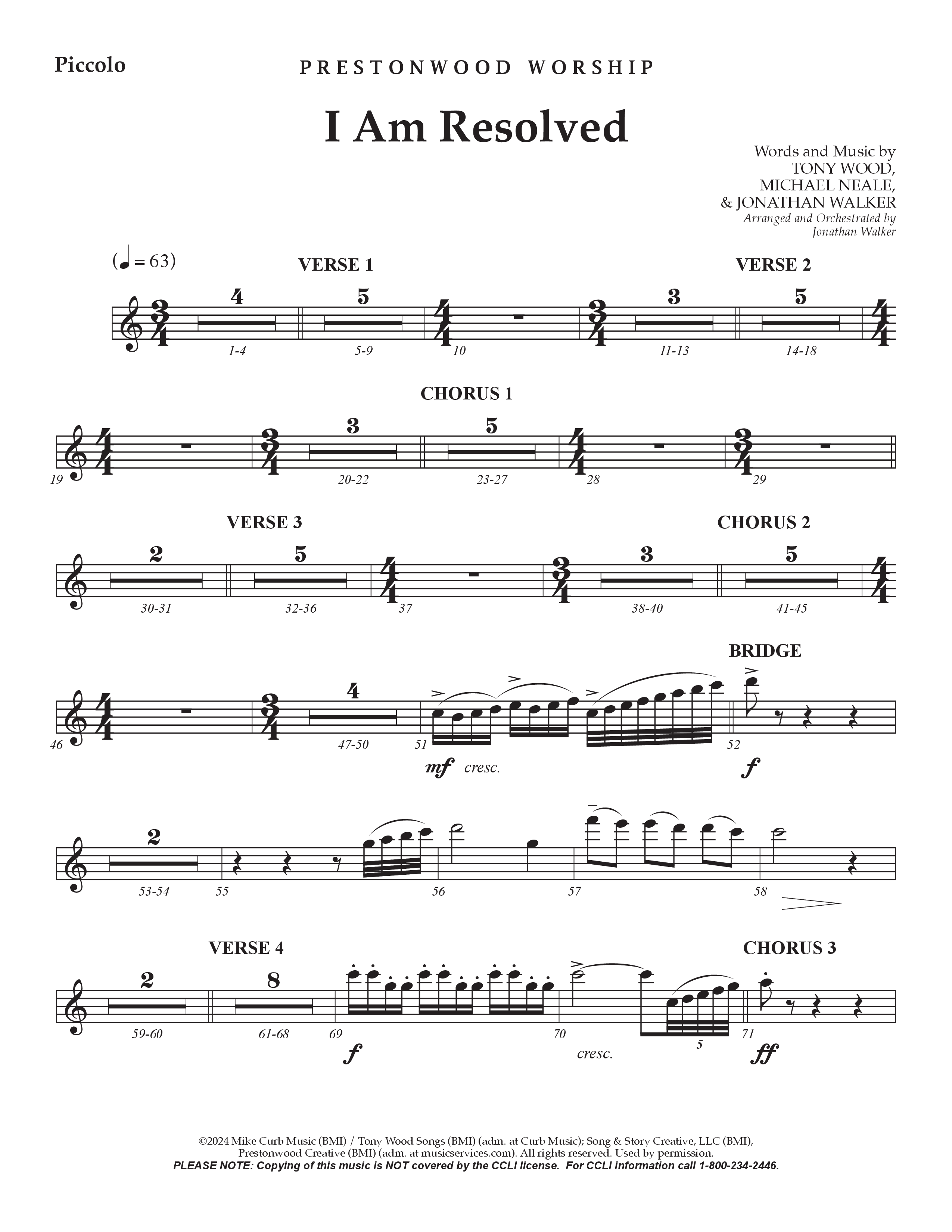 I Am Resolved (Choral Anthem SATB) Flute/Piccolo (Prestonwood Worship / Arr. Jonathan Walker)