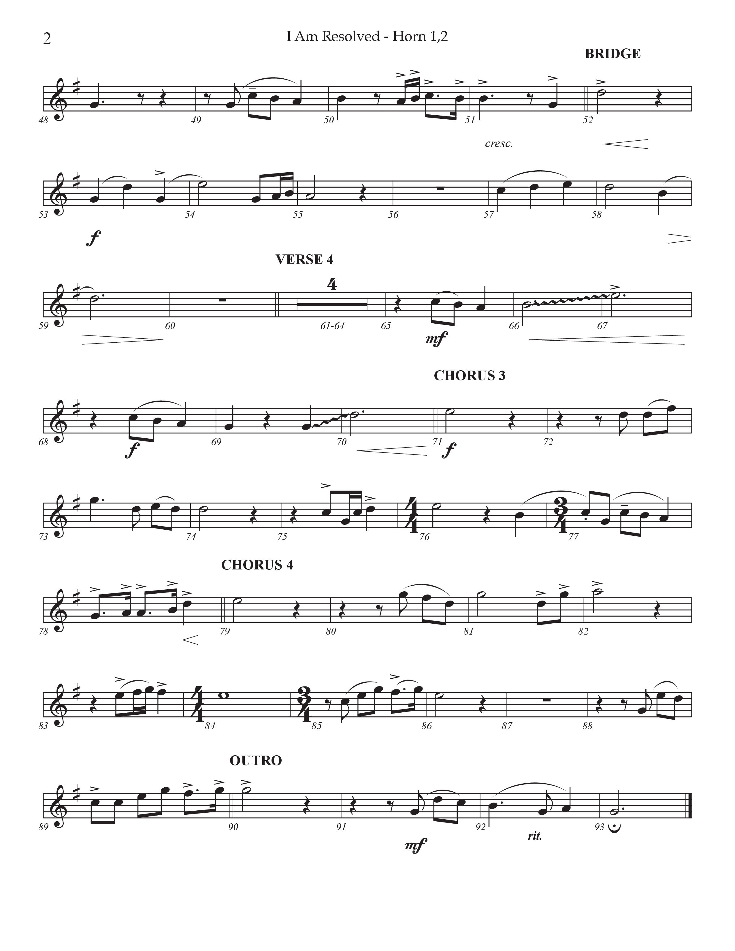 I Am Resolved (Choral Anthem SATB) French Horn 1/2 (Prestonwood Worship / Arr. Jonathan Walker)