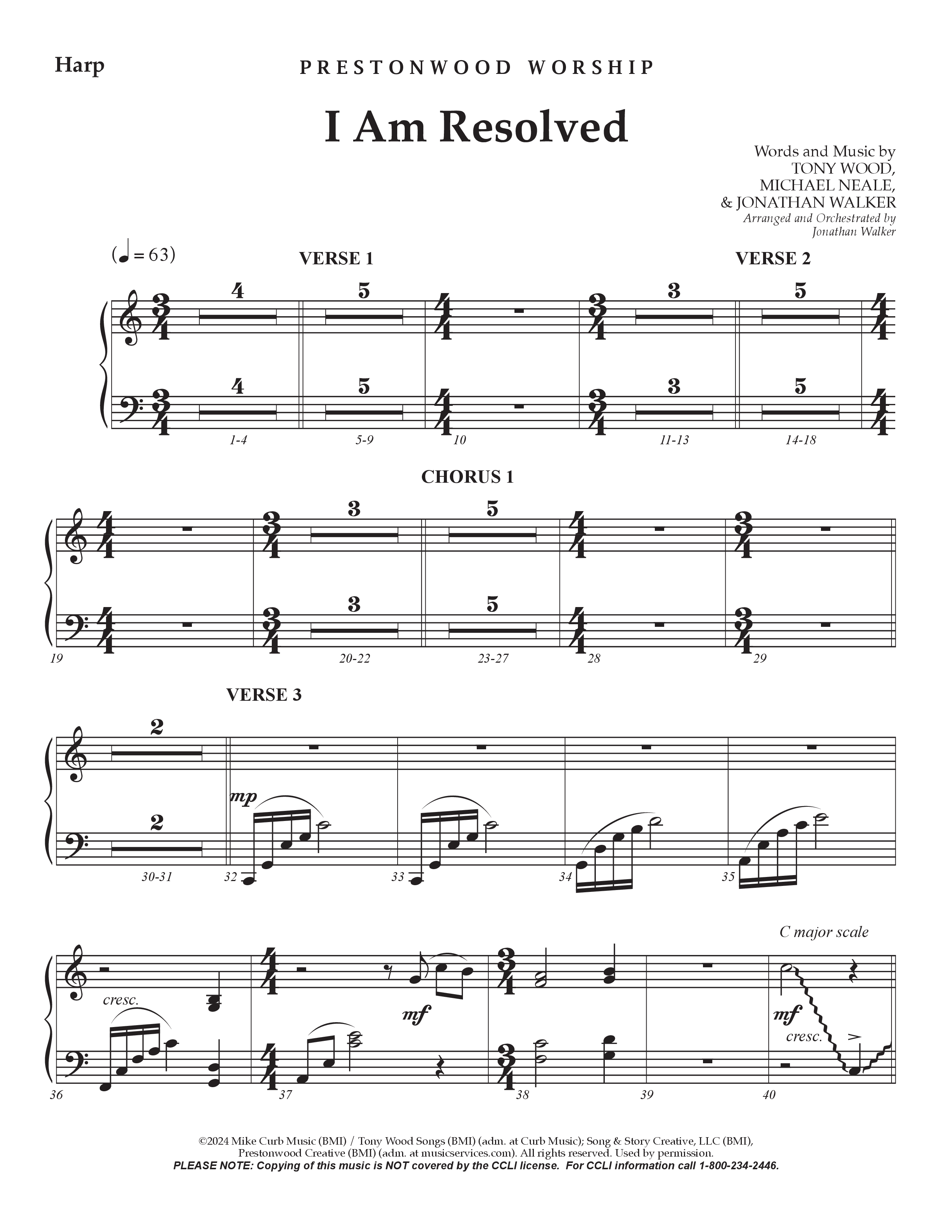 I Am Resolved (Choral Anthem SATB) Harp (Prestonwood Worship / Arr. Jonathan Walker)