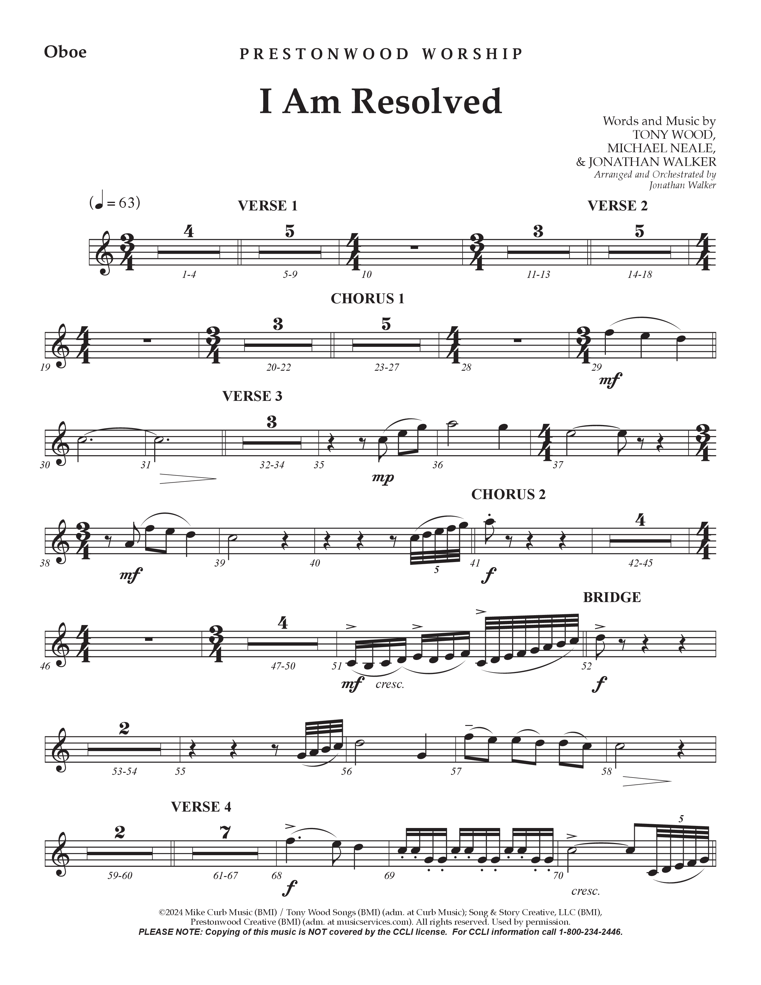 I Am Resolved (Choral Anthem SATB) Oboe (Prestonwood Worship / Arr. Jonathan Walker)