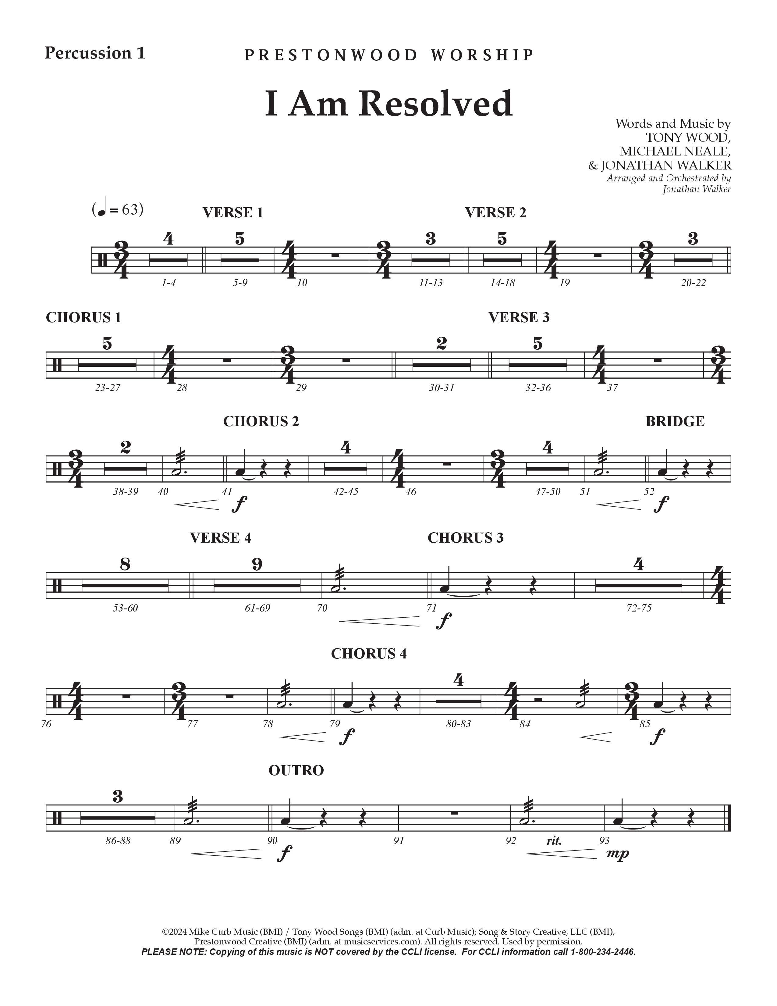 I Am Resolved (Choral Anthem SATB) Percussion (Prestonwood Worship / Arr. Jonathan Walker)