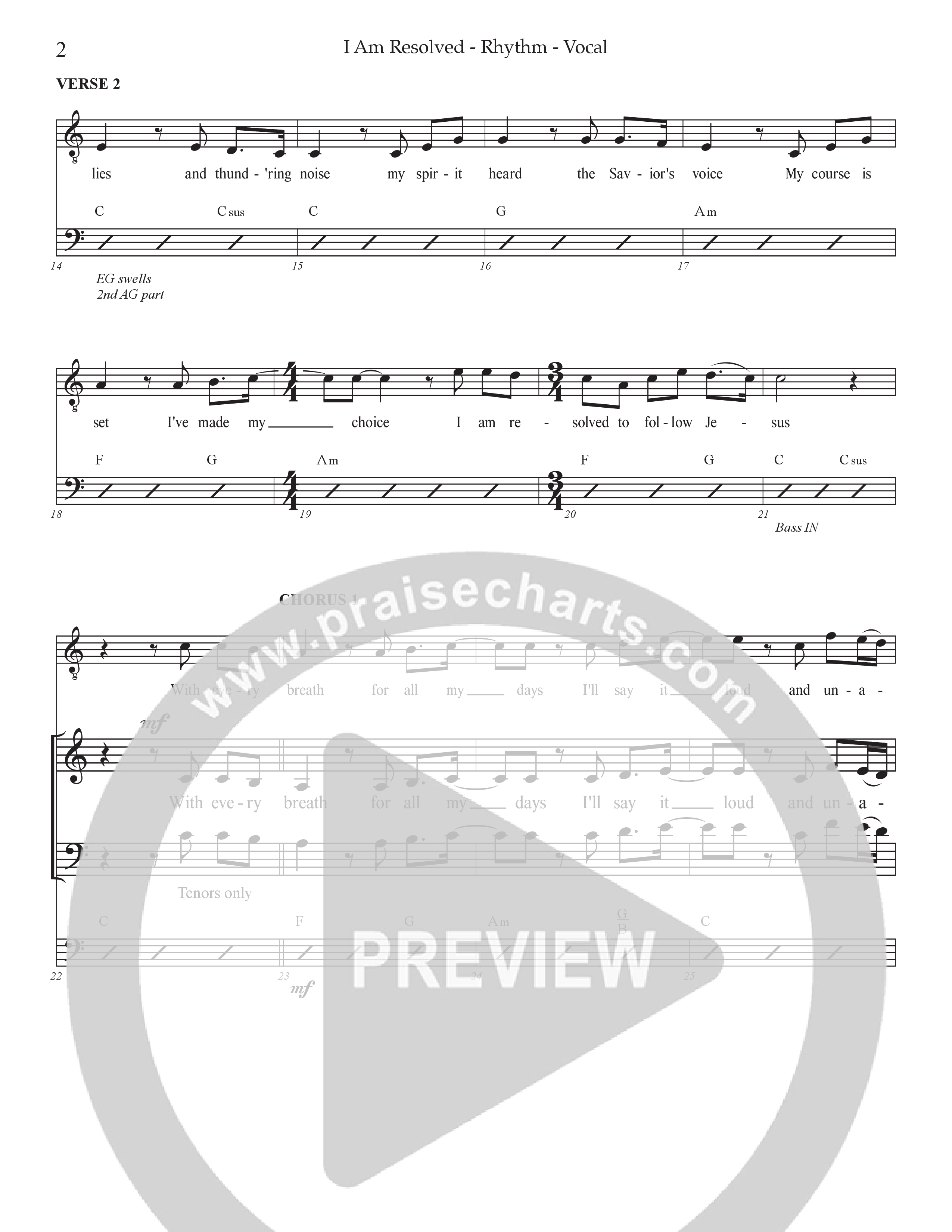 I Am Resolved (Choral Anthem SATB) Rhythm/Vocal (Prestonwood Worship / Arr. Jonathan Walker)