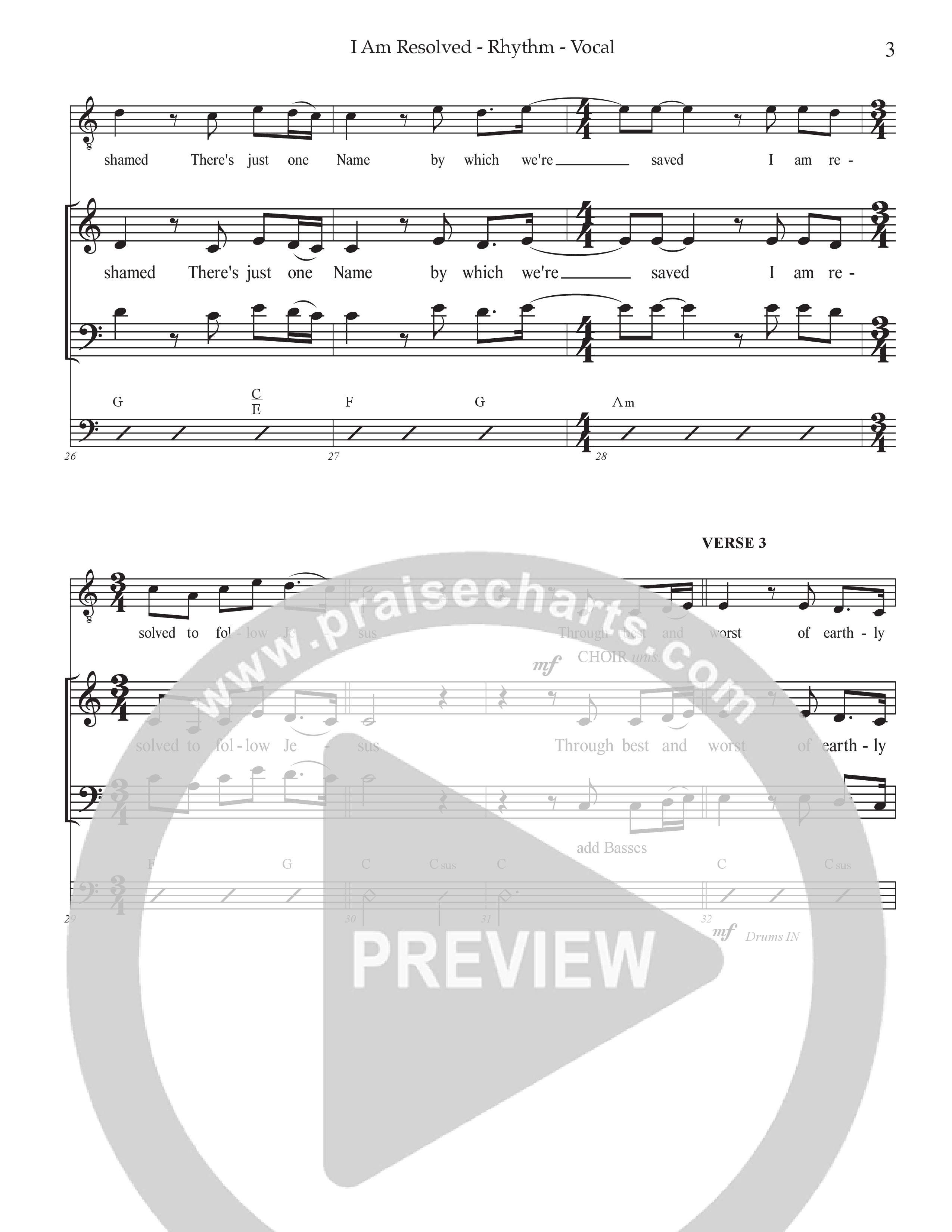 I Am Resolved (Choral Anthem SATB) Rhythm/Vocal (Prestonwood Worship / Arr. Jonathan Walker)