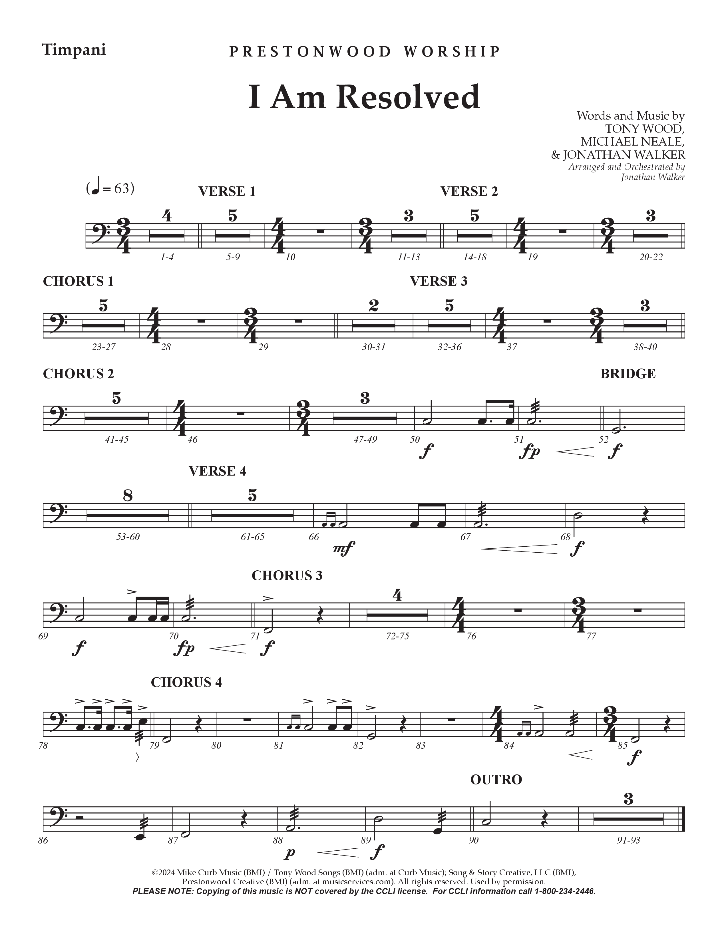 I Am Resolved (Choral Anthem SATB) Timpani (Prestonwood Worship / Arr. Jonathan Walker)