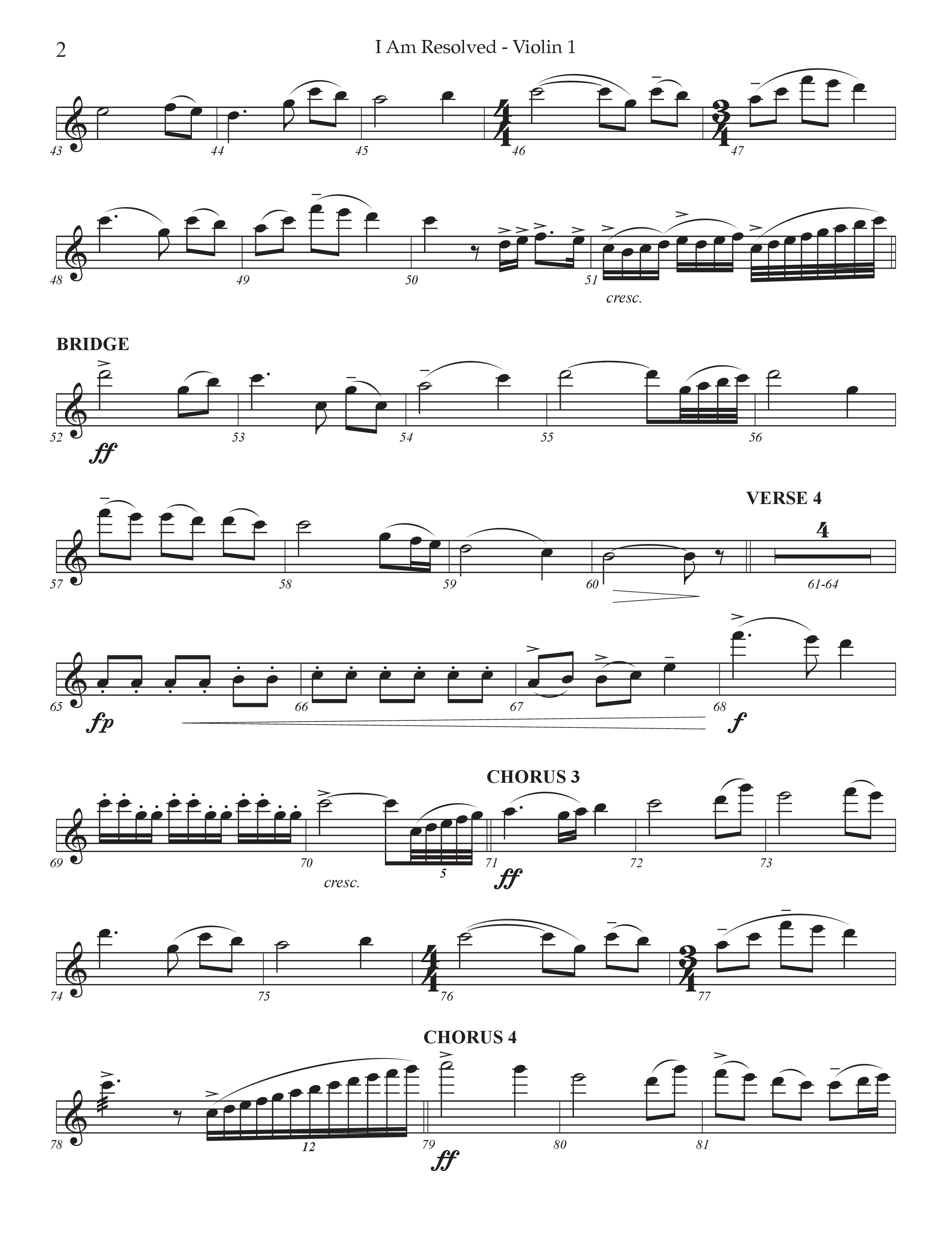 I Am Resolved (Choral Anthem SATB) Violin 1 (Prestonwood Worship / Arr. Jonathan Walker)