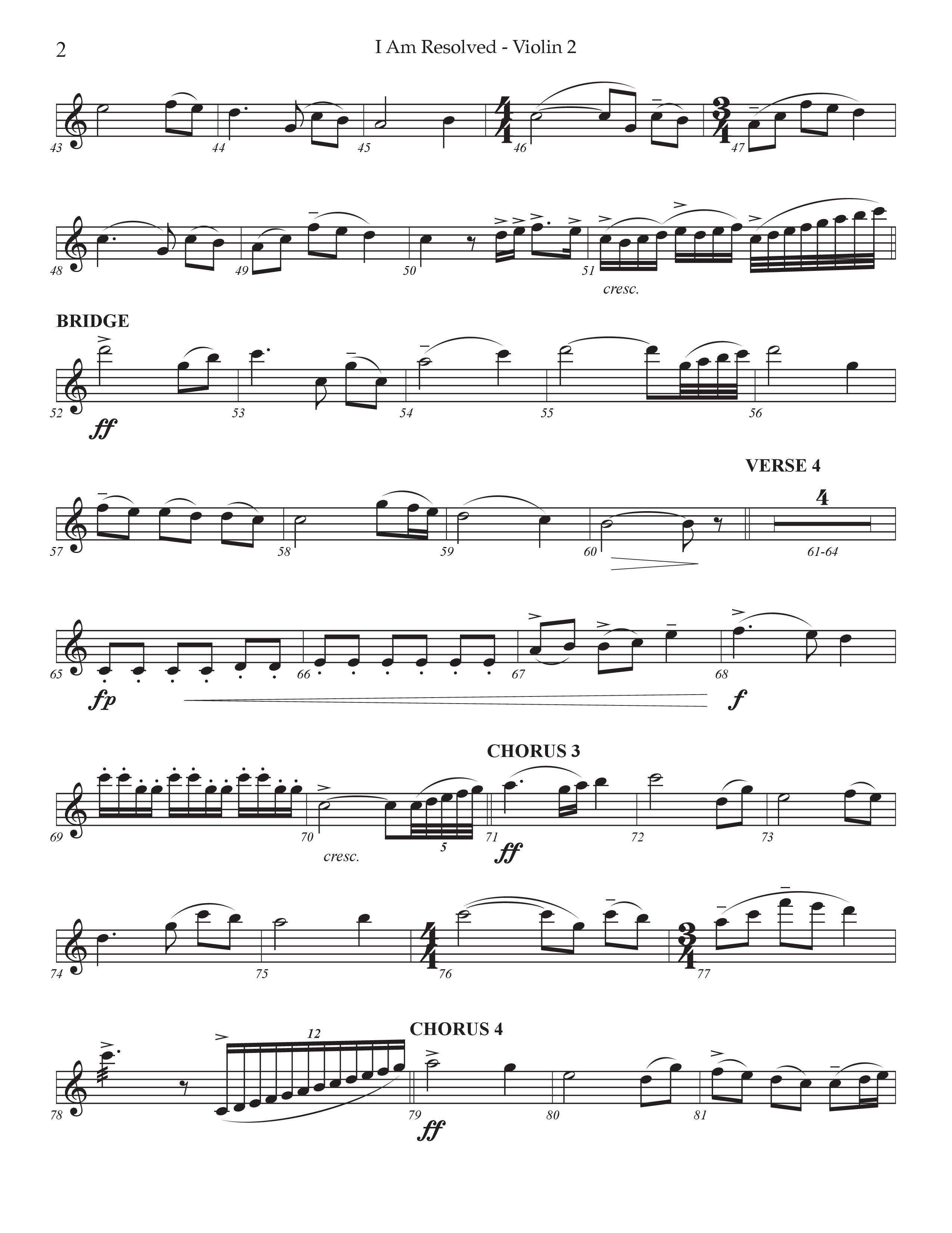 I Am Resolved (Choral Anthem SATB) Violin 2 (Prestonwood Worship / Arr. Jonathan Walker)