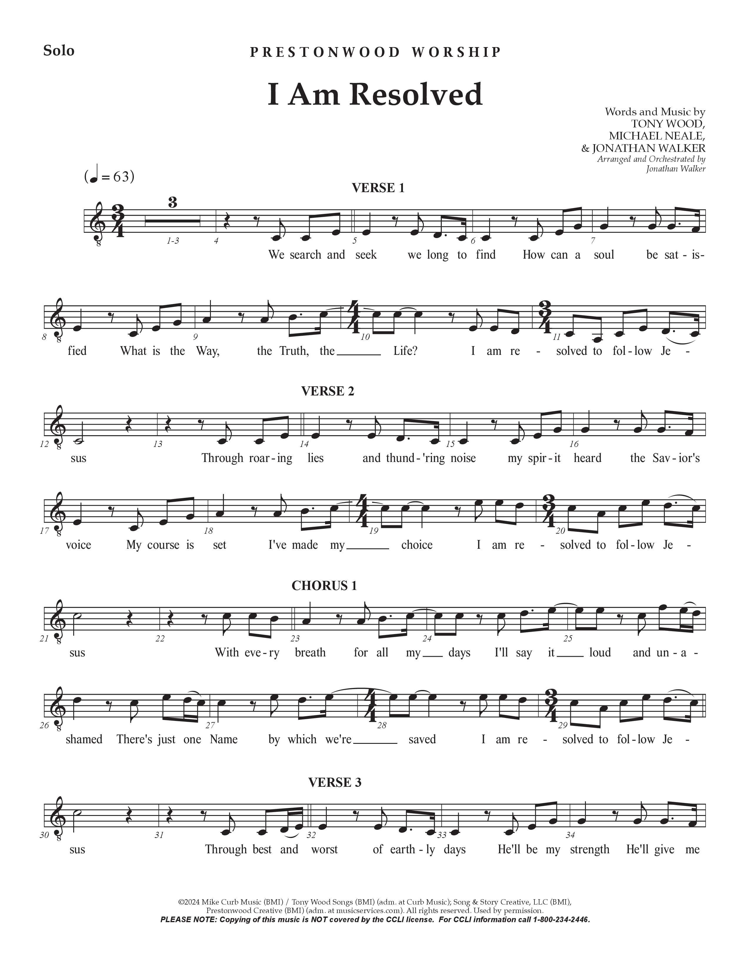 I Am Resolved (Choral Anthem SATB) Vocal Solo (Prestonwood Worship / Arr. Jonathan Walker)