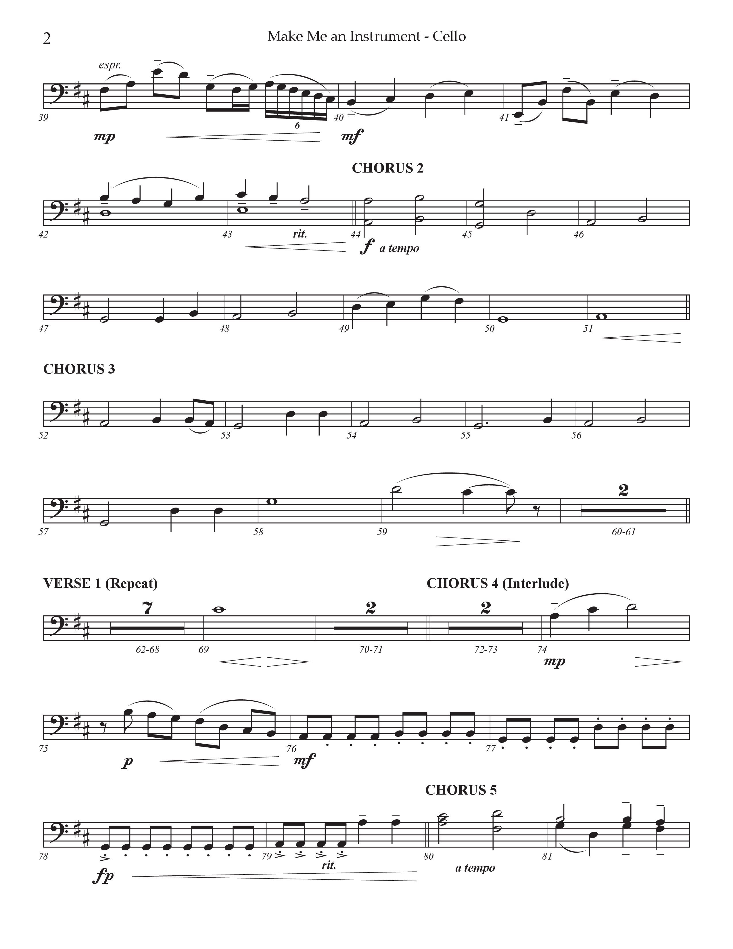Make Me An Instrument (Choral Anthem SATB) Cello (Prestonwood Worship / Arr. Jonathan Walker)