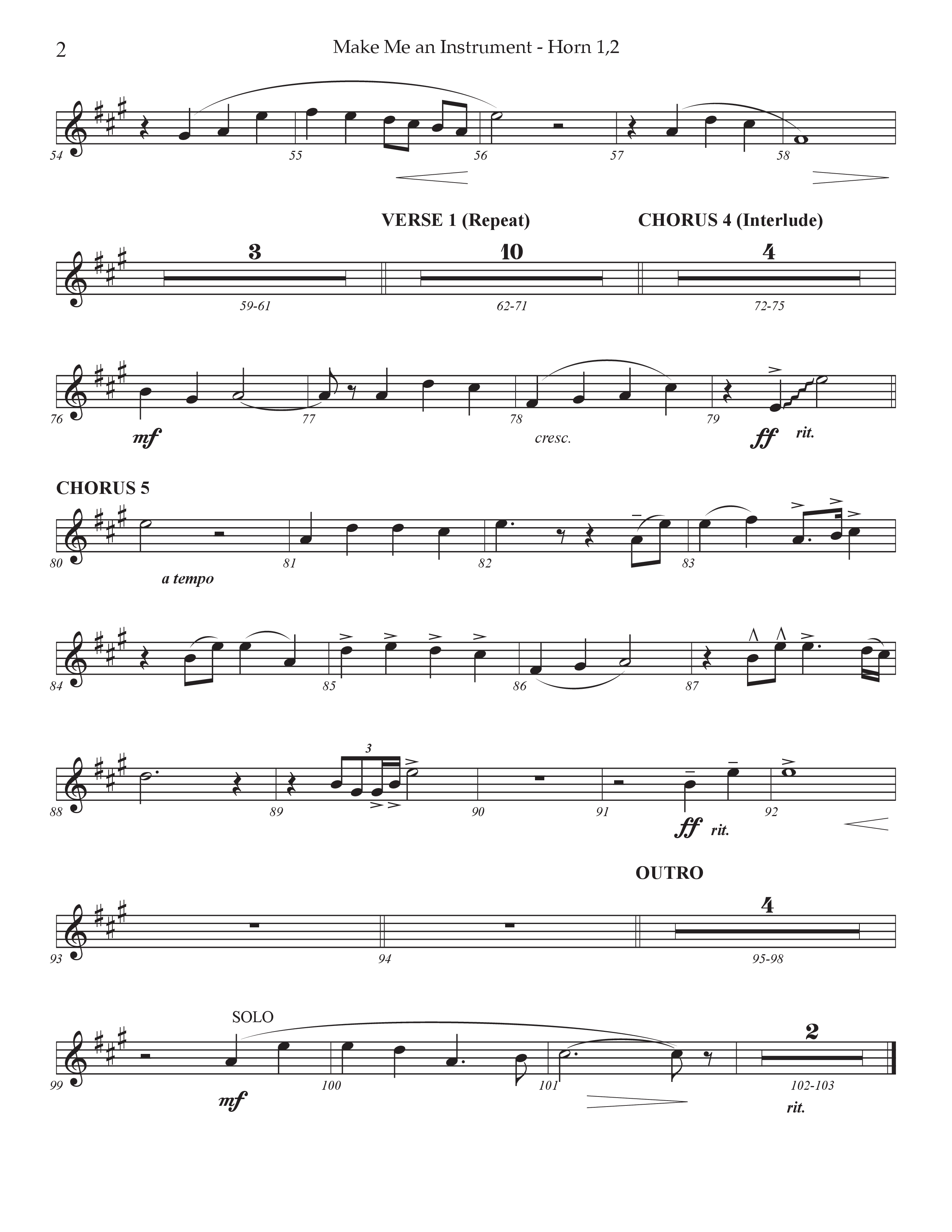 Make Me An Instrument (Choral Anthem SATB) French Horn 1/2 (Prestonwood Worship / Arr. Jonathan Walker)