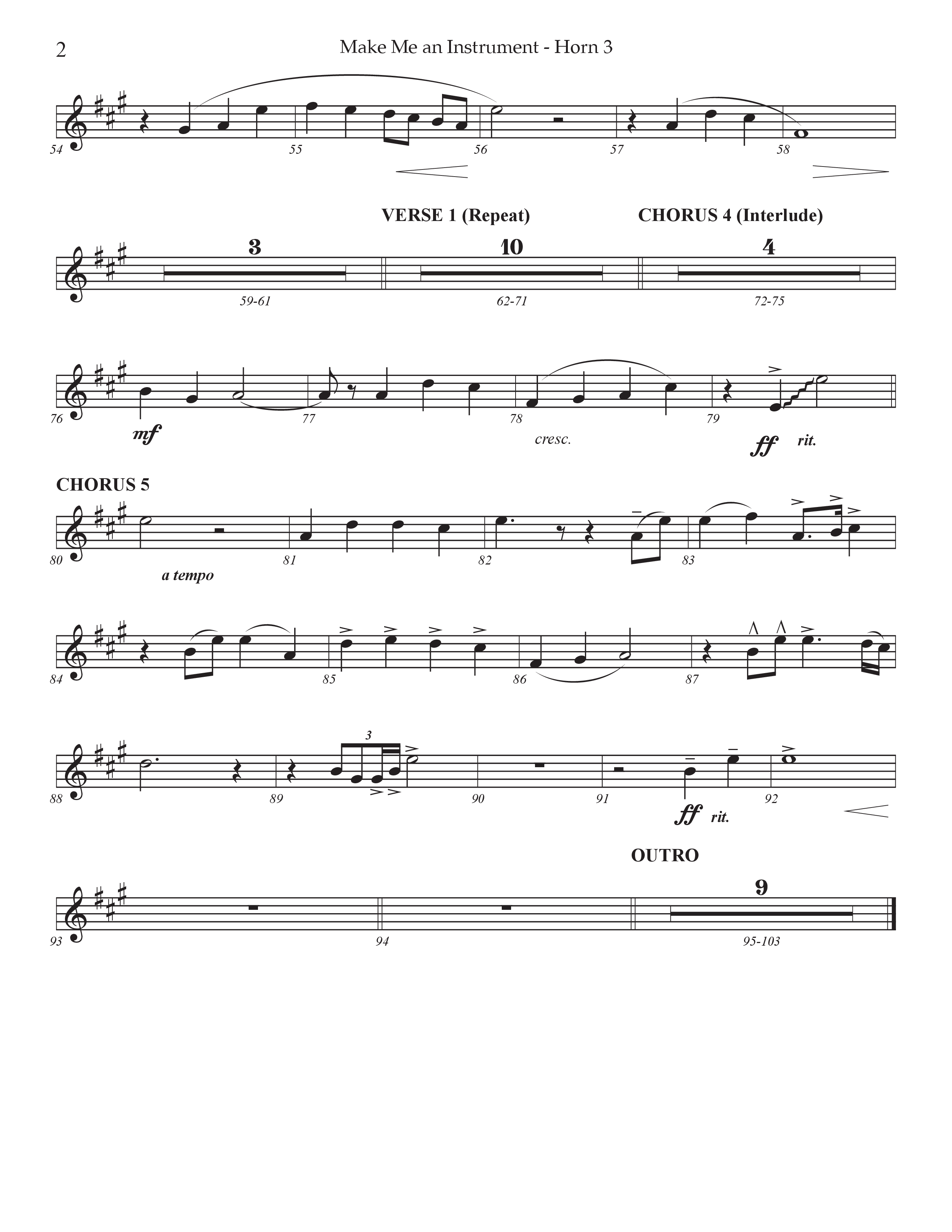 Make Me An Instrument (Choral Anthem SATB) French Horn 3 (Prestonwood Worship / Arr. Jonathan Walker)
