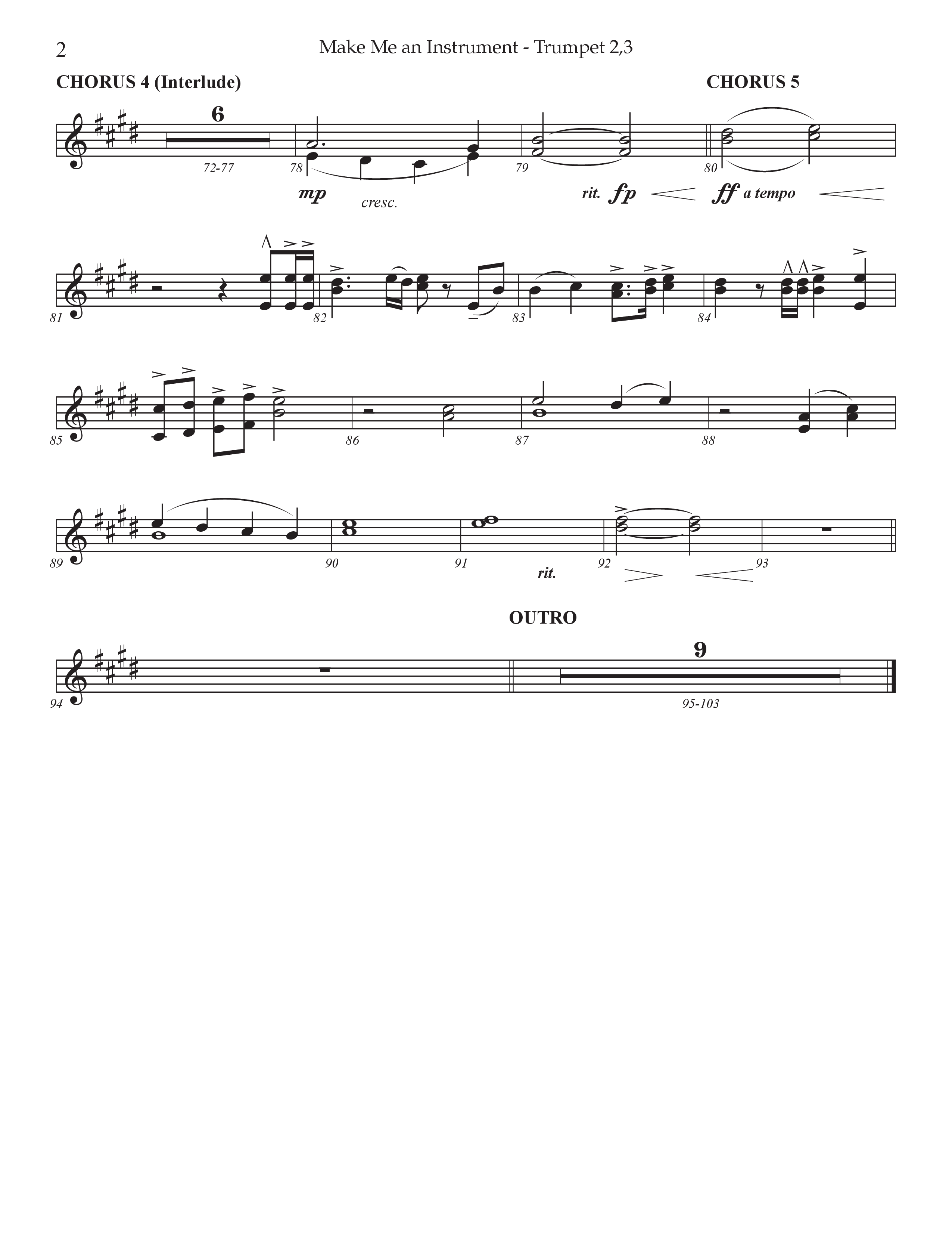Make Me An Instrument (Choral Anthem SATB) Trumpet 2/3 (Prestonwood Worship / Arr. Jonathan Walker)
