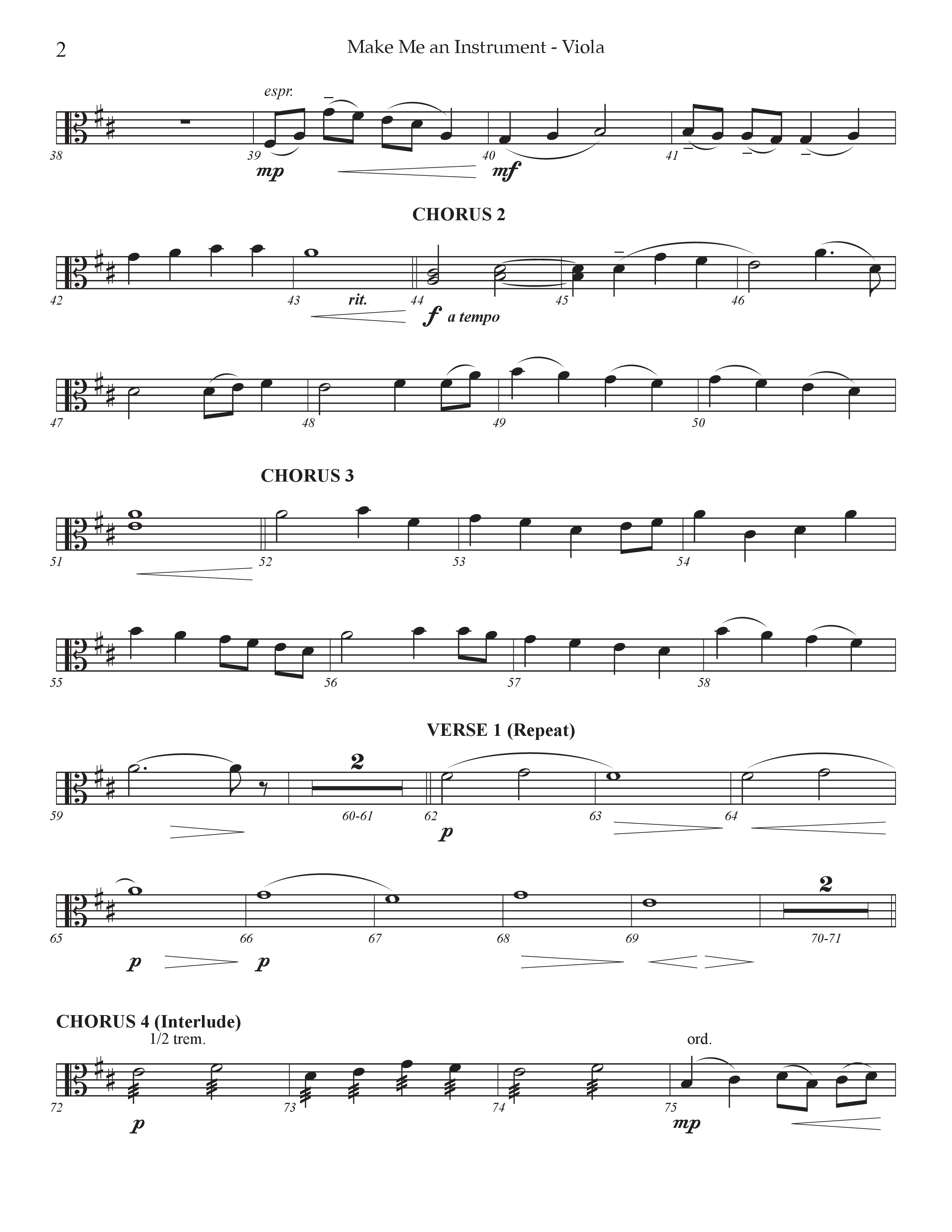 Make Me An Instrument (Choral Anthem SATB) Viola (Prestonwood Worship / Arr. Jonathan Walker)
