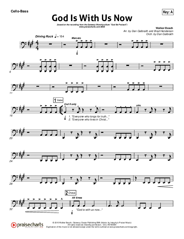 God Is With Us Now Cello/Bass (Gateway Worship)