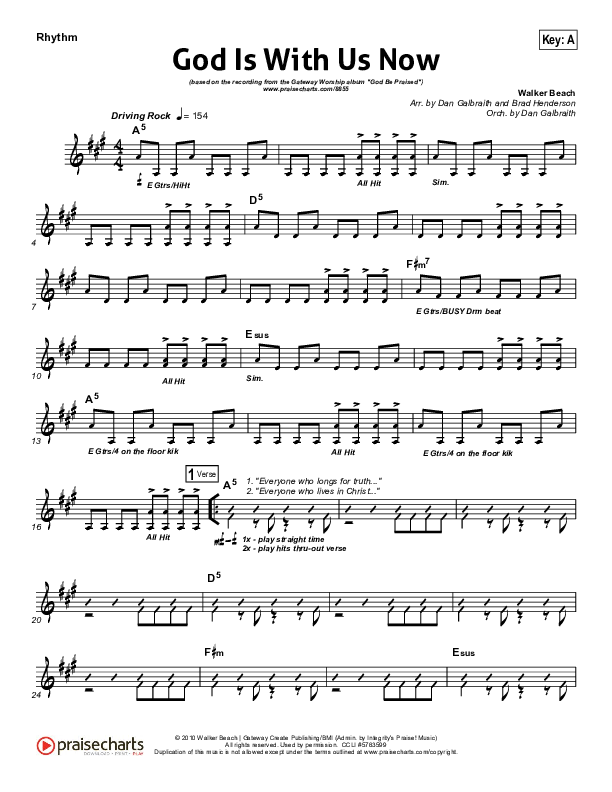 God Is With Us Now Rhythm Chart (Gateway Worship)
