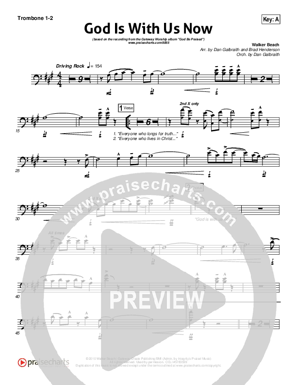 God Is With Us Now Trombone 1/2 (Gateway Worship)