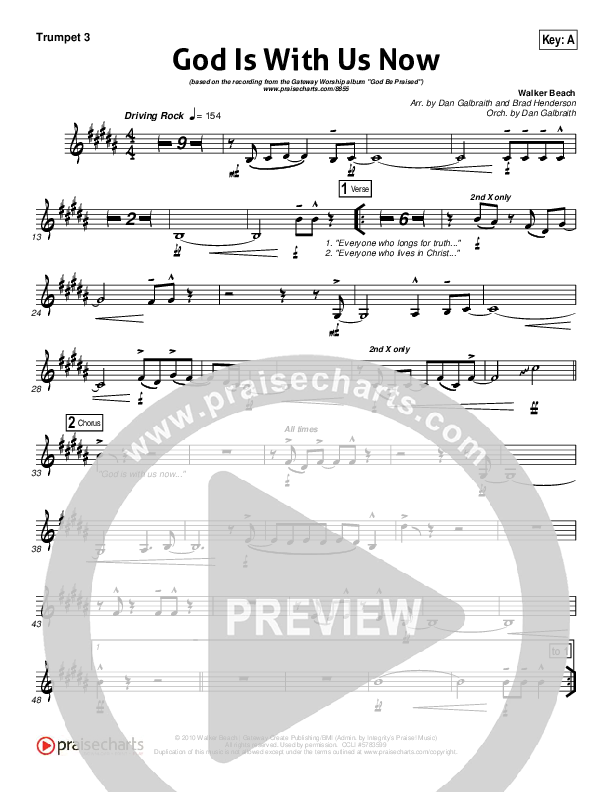 God Is With Us Now Trumpet 3 (Gateway Worship)