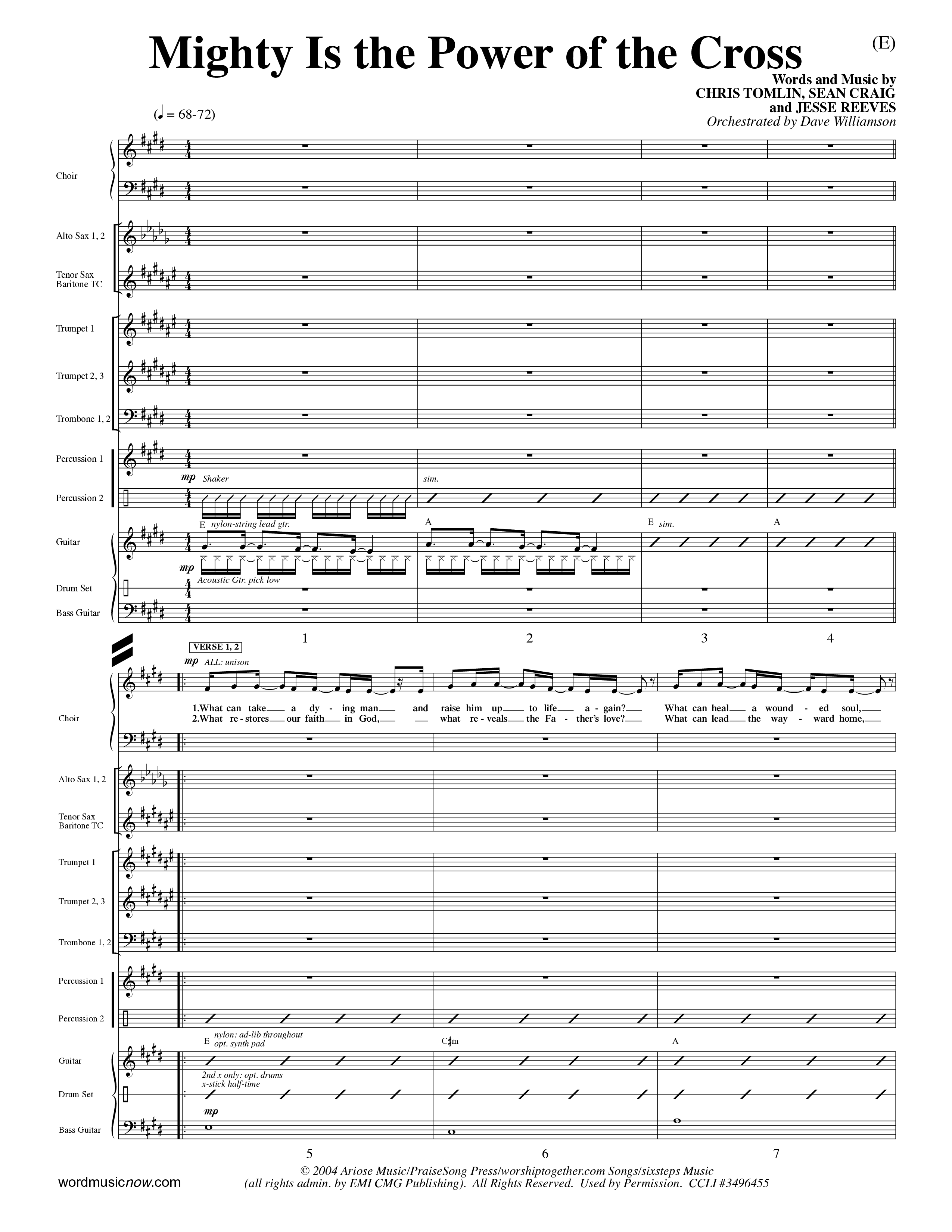 Mighty Is The Power Of The Cross (Choral Anthem SATB) PraiseBand (incl. Brass) (Word Music Choral / Orch. Dave Williamson)