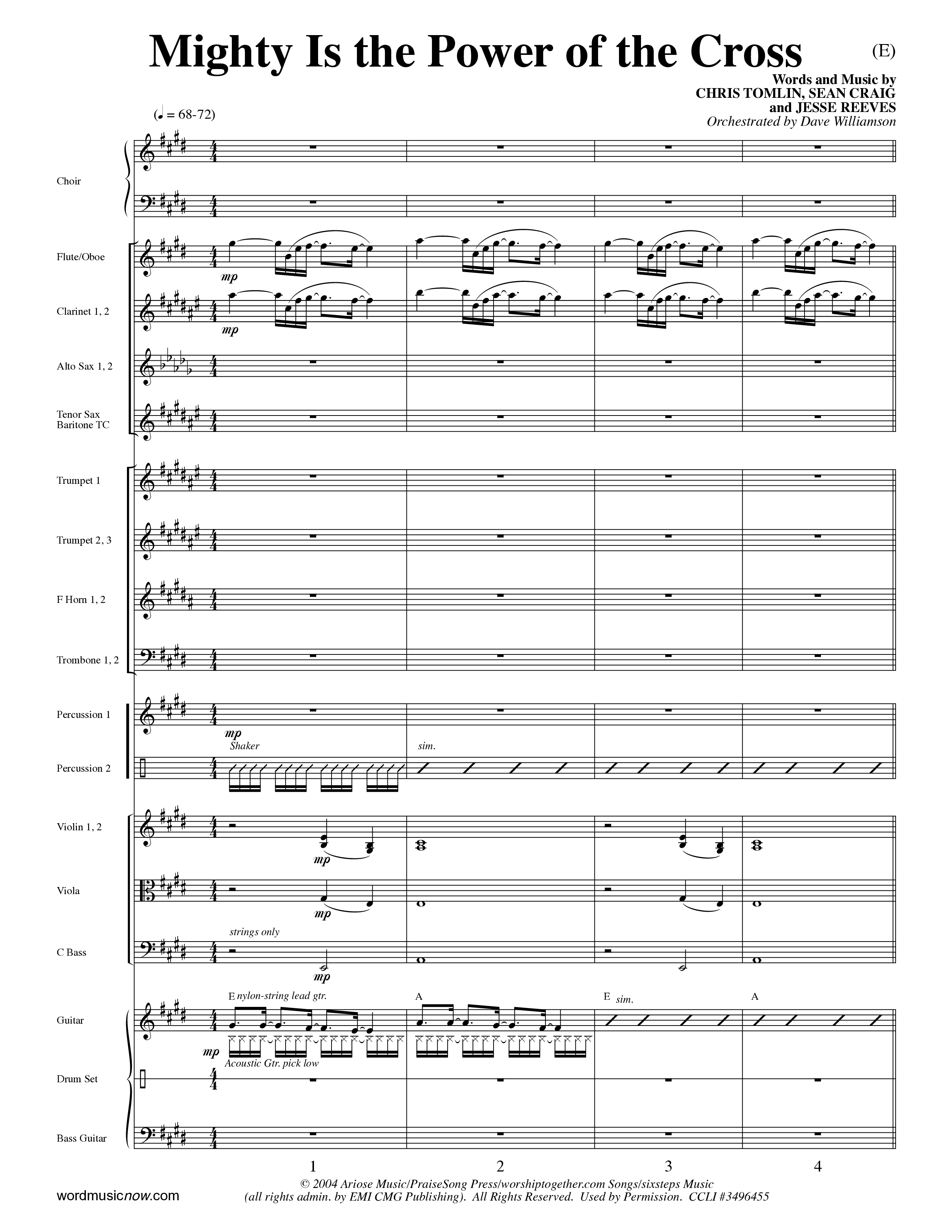 Mighty Is The Power Of The Cross (Choral Anthem SATB) Orchestration (Word Music Choral / Orch. Dave Williamson)