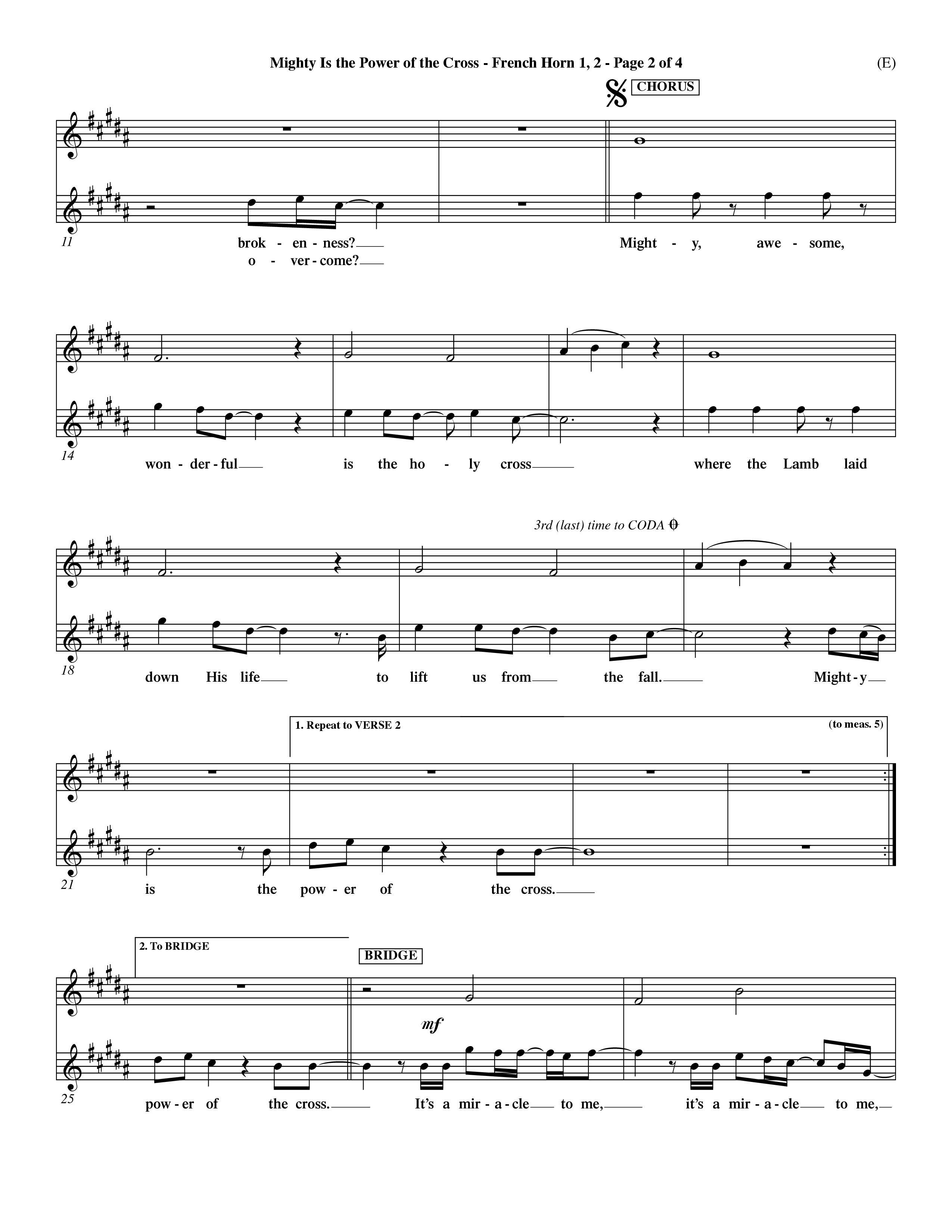 Mighty Is The Power Of The Cross (Choral Anthem SATB) French Horn (Word Music Choral / Orch. Dave Williamson)