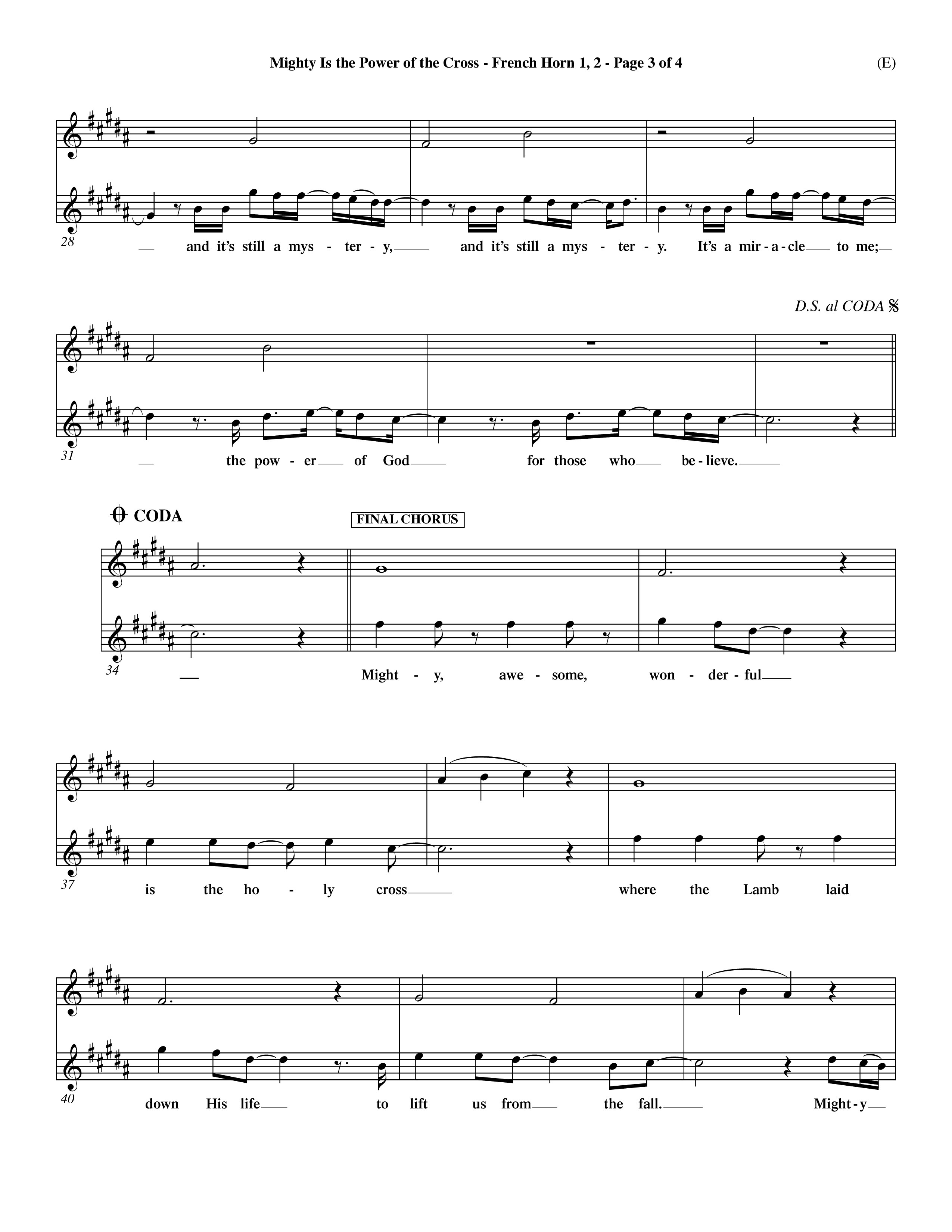 Mighty Is The Power Of The Cross (Choral Anthem SATB) French Horn (Word Music Choral / Orch. Dave Williamson)