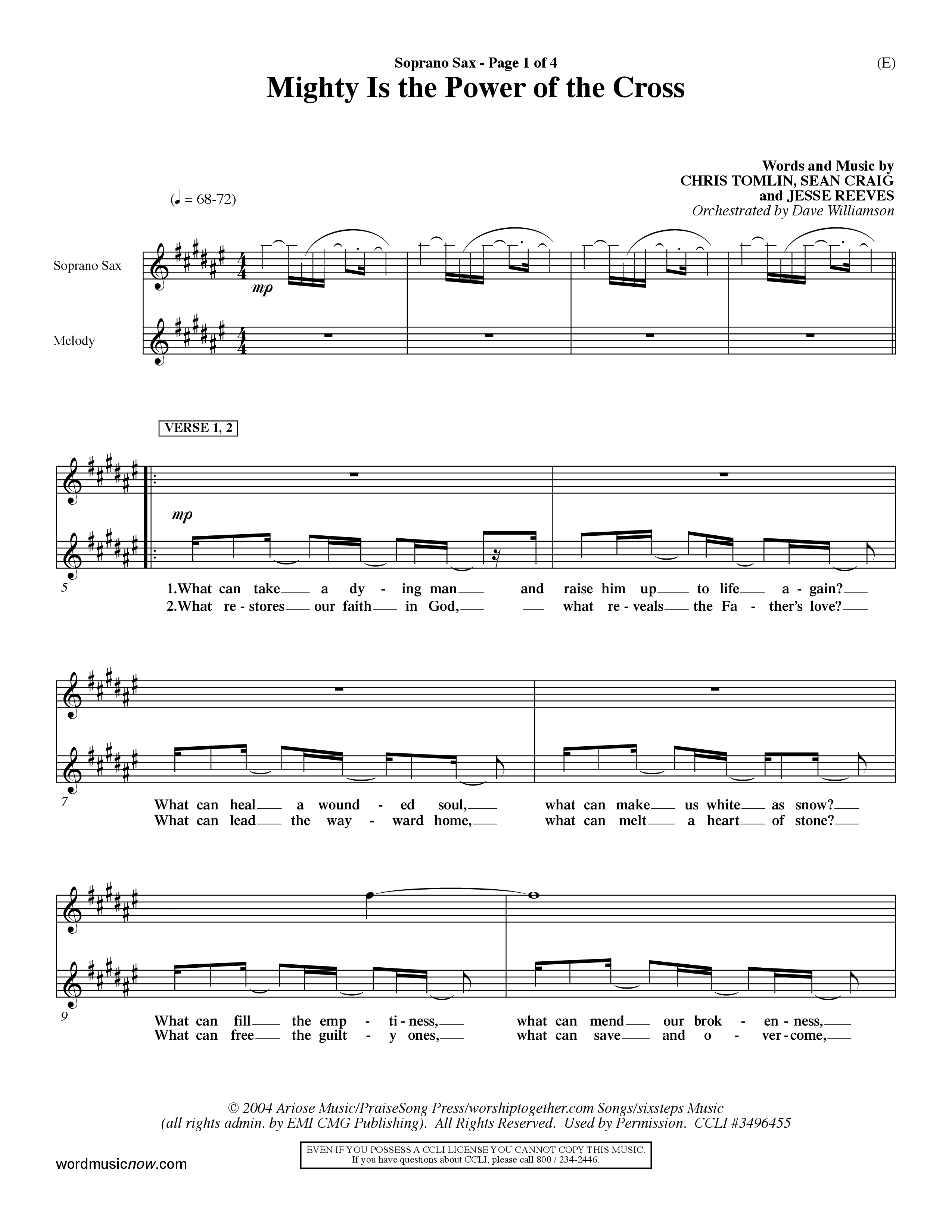 Mighty Is The Power Of The Cross (Choral Anthem SATB) Saxophone (Word Music Choral / Orch. Dave Williamson)