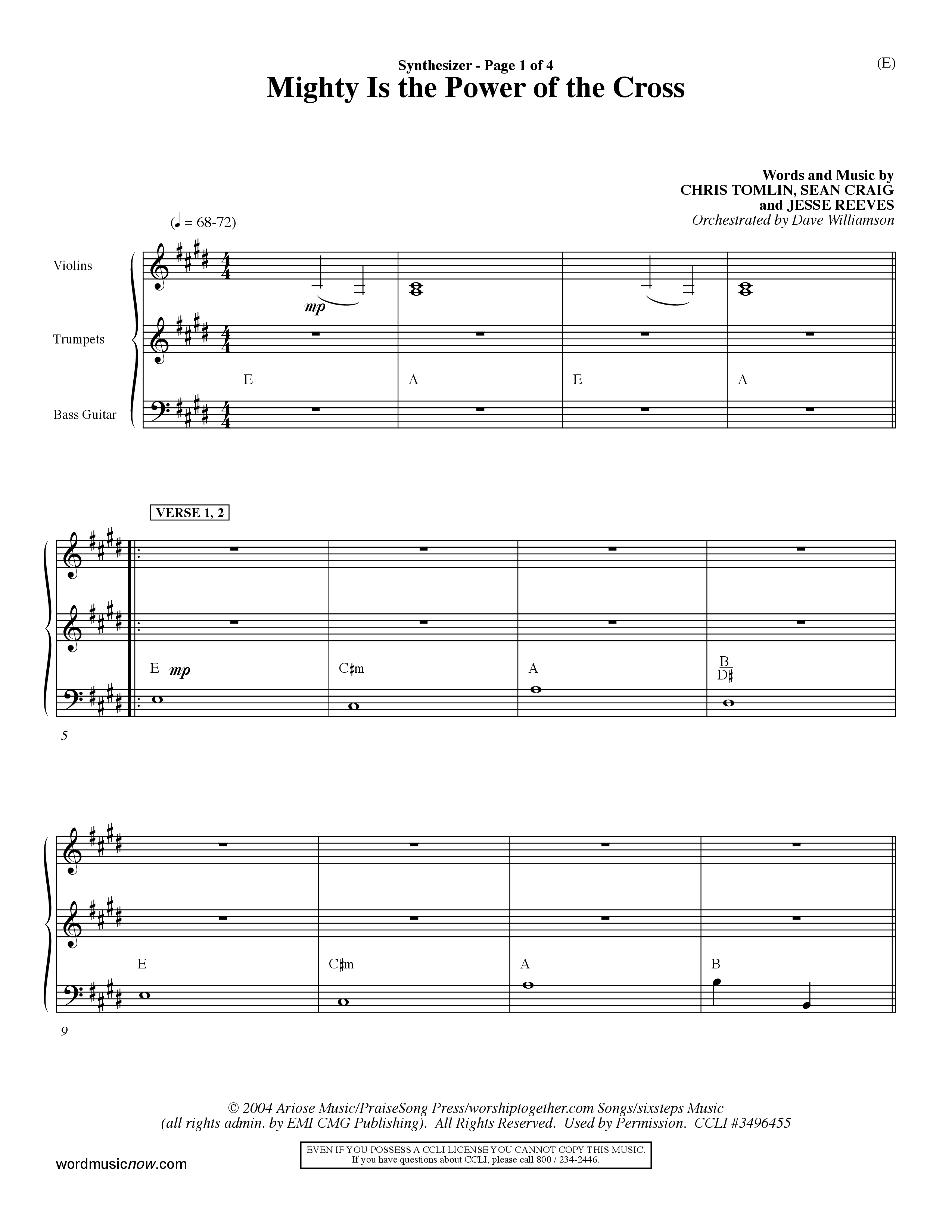 Mighty Is The Power Of The Cross (Choral Anthem SATB) Synth (Word Music Choral / Orch. Dave Williamson)