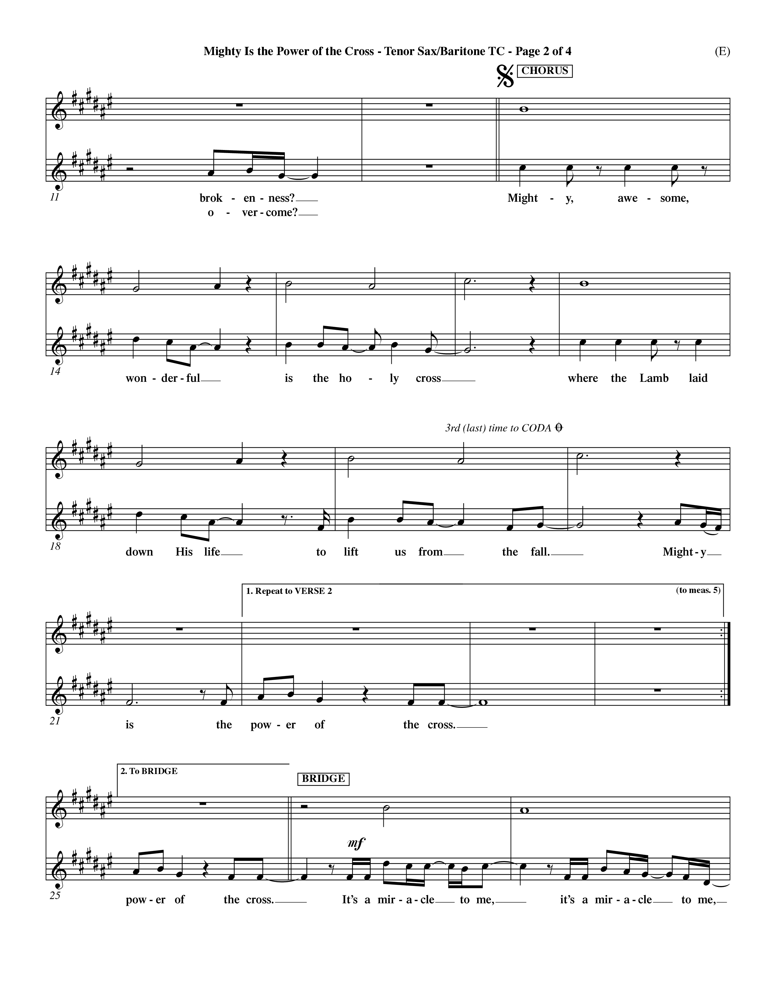 Mighty Is The Power Of The Cross (Choral Anthem SATB) Tenor Sax/Baritone T.C. (Word Music Choral / Orch. Dave Williamson)