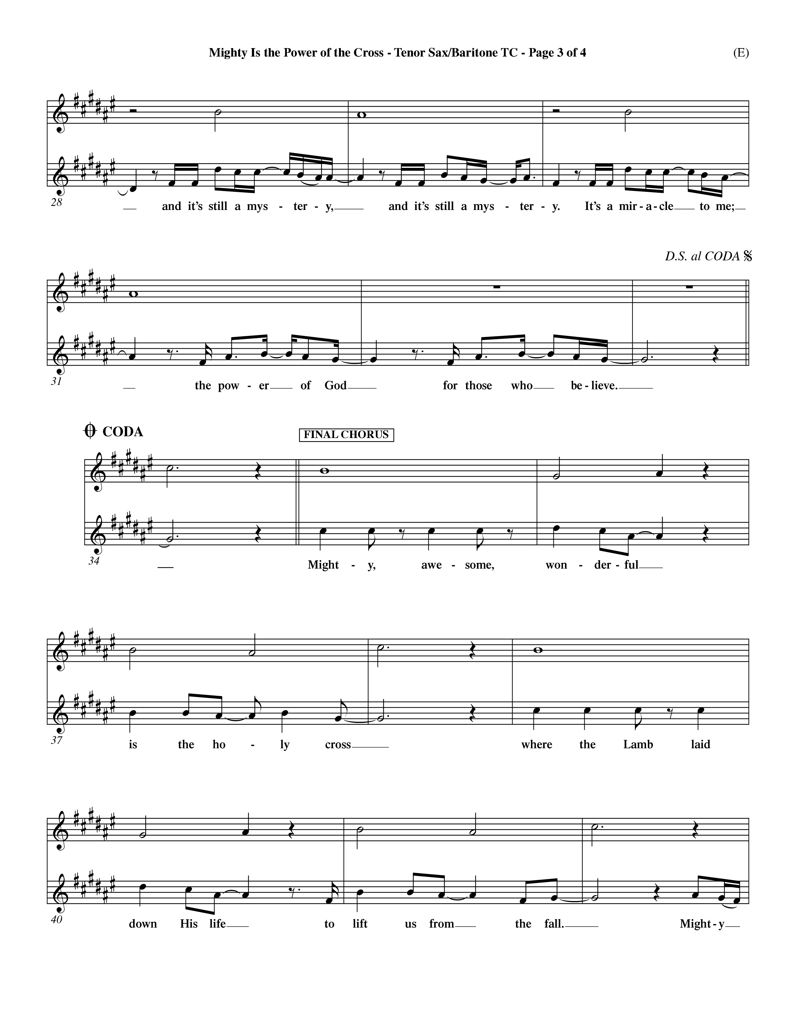 Mighty Is The Power Of The Cross (Choral Anthem SATB) Tenor Sax/Baritone T.C. (Word Music Choral / Orch. Dave Williamson)