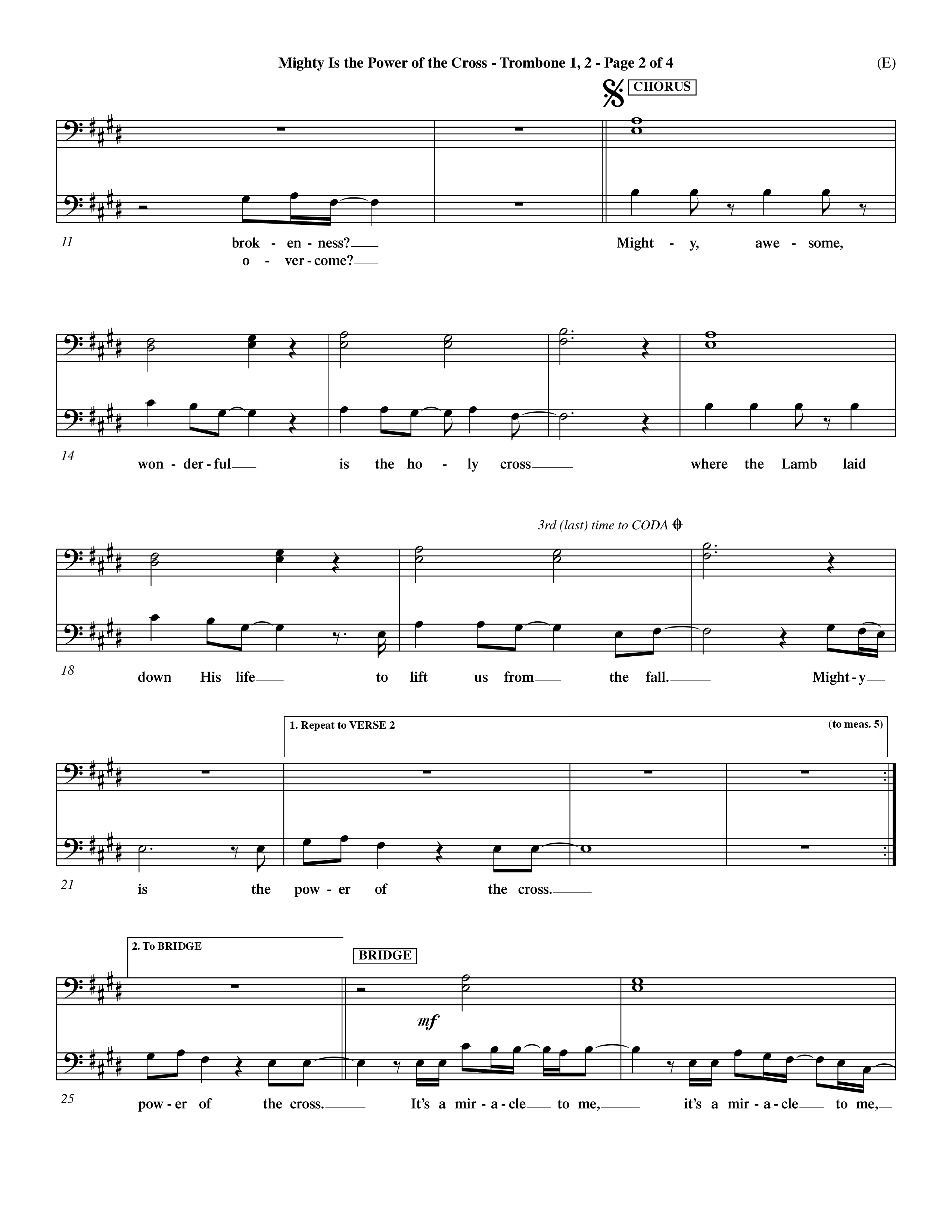 Mighty Is The Power Of The Cross (Choral Anthem SATB) Trombone 1/2 (Word Music Choral / Orch. Dave Williamson)