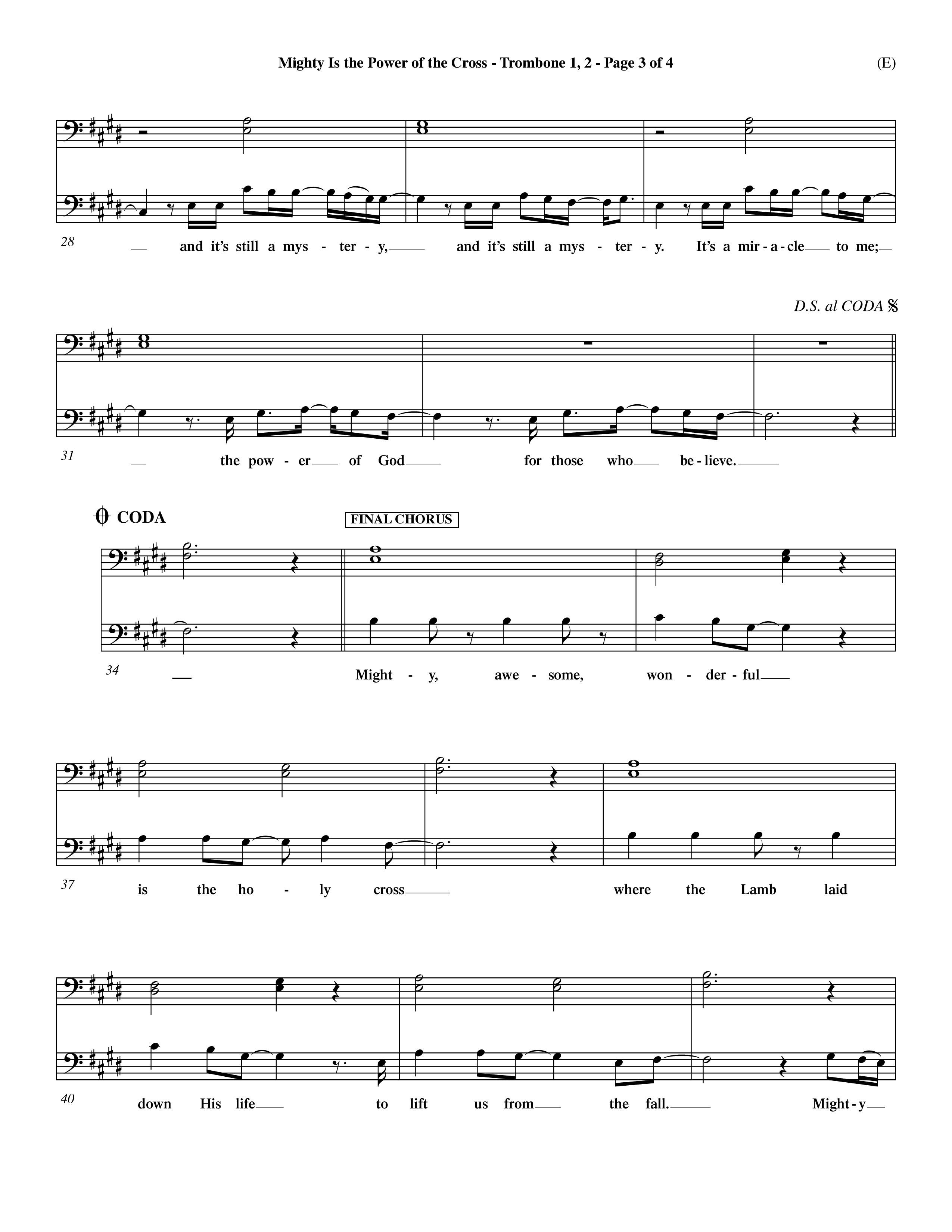 Mighty Is The Power Of The Cross (Choral Anthem SATB) Trombone 1/2 (Word Music Choral / Orch. Dave Williamson)