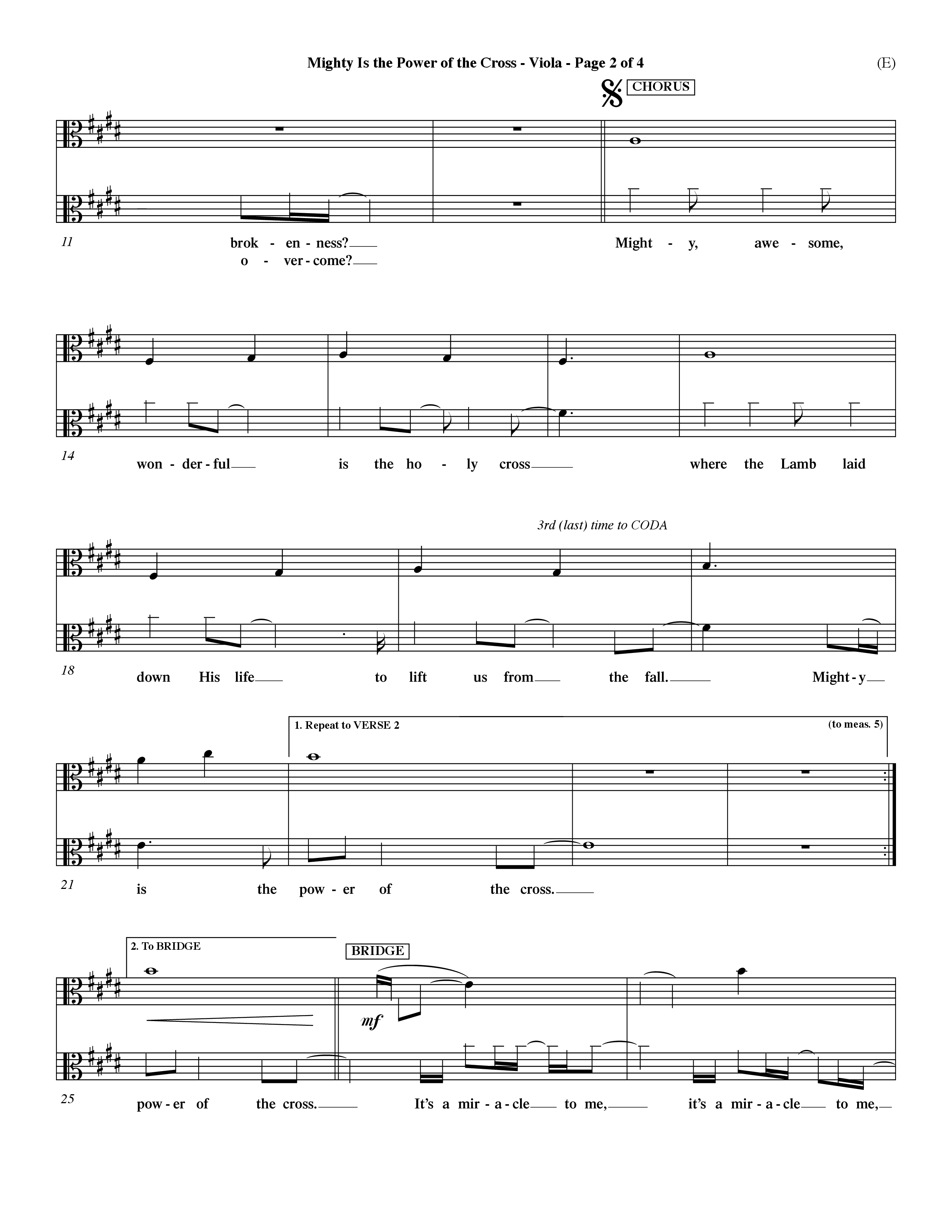 Mighty Is The Power Of The Cross (Choral Anthem SATB) Viola (Word Music Choral / Orch. Dave Williamson)