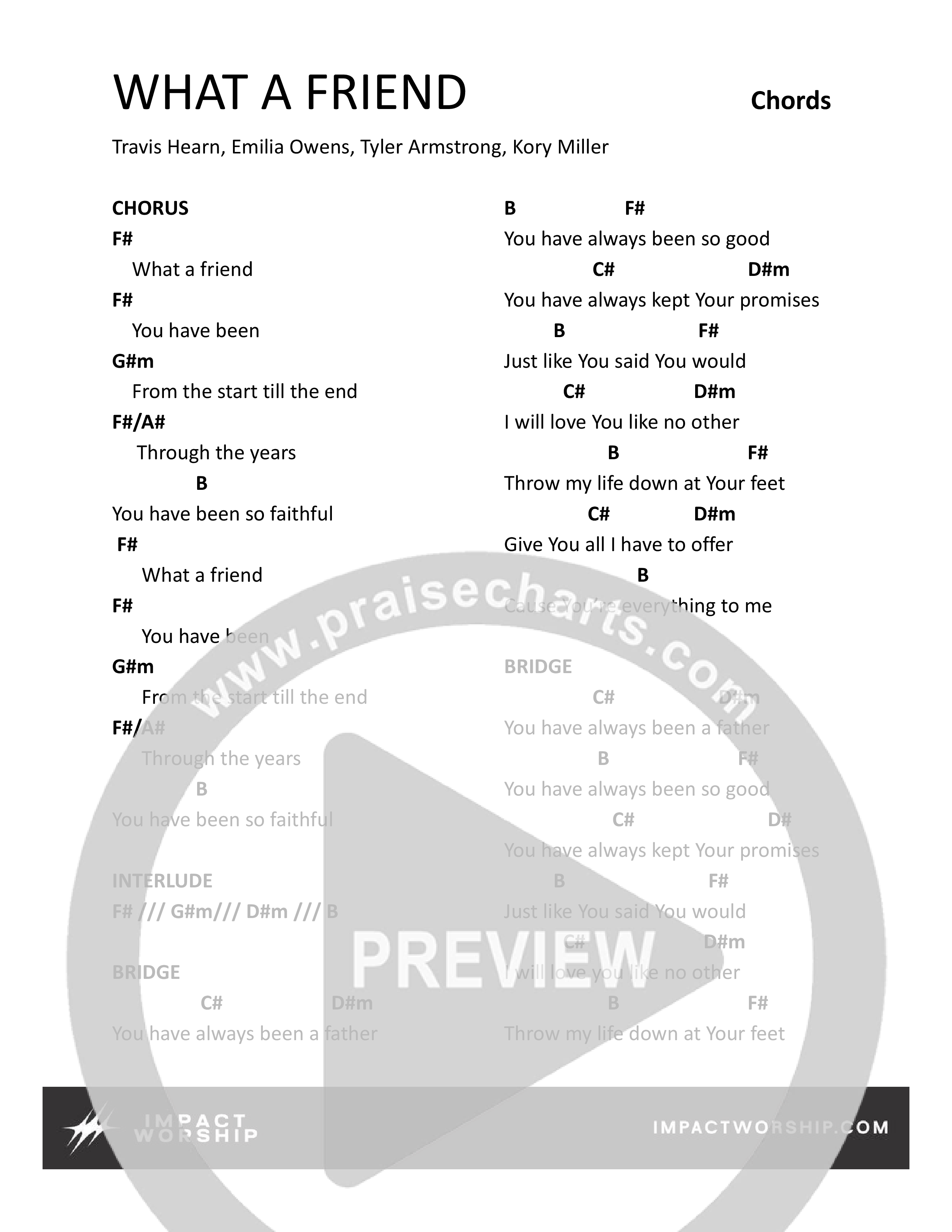 What A Friend Chord Chart (Impact Worship)