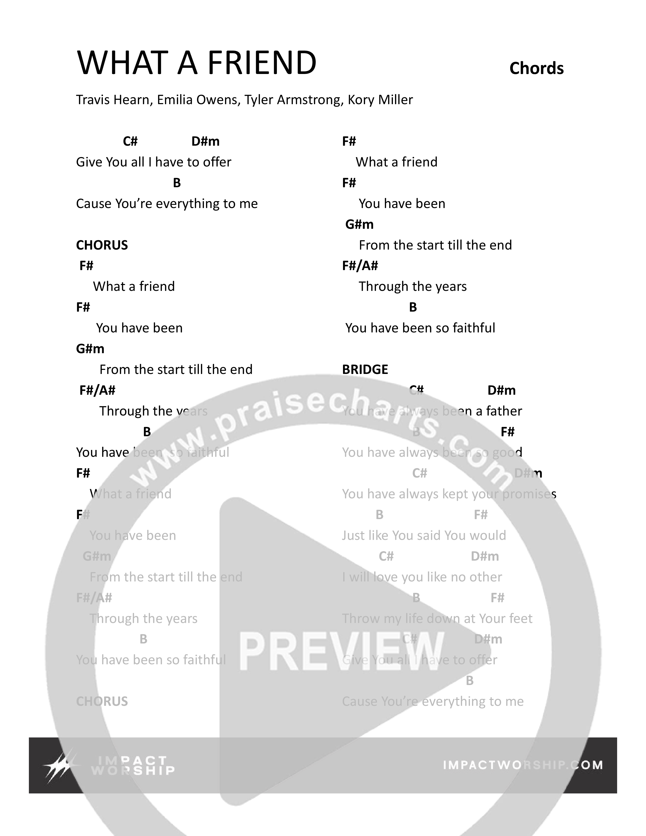 What A Friend Chord Chart (Impact Worship)