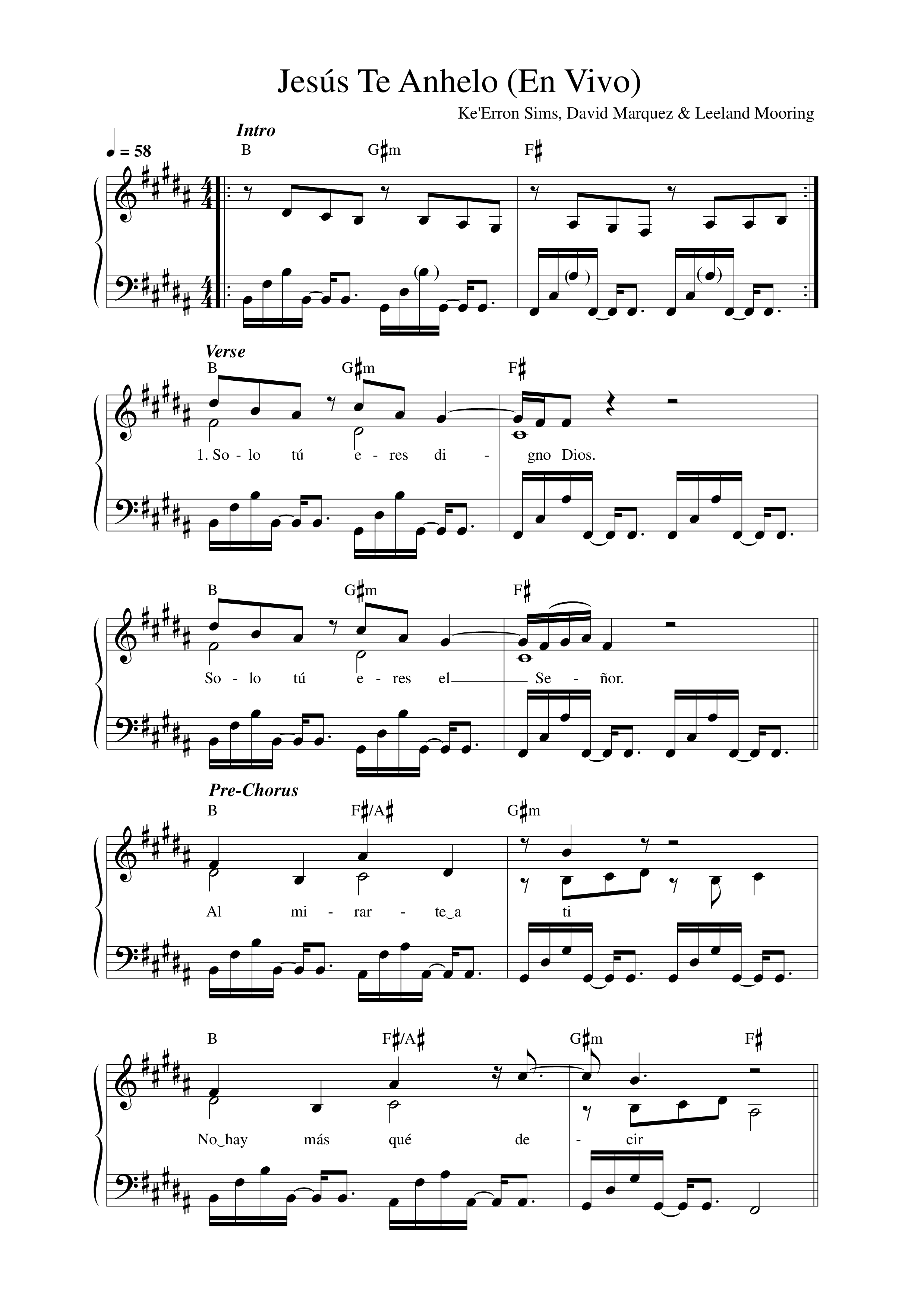 Jesús Te Anhelo (En Vivo) Lead Sheet Melody (Ke'Erron / Matthew Morales / Waleska Morales)