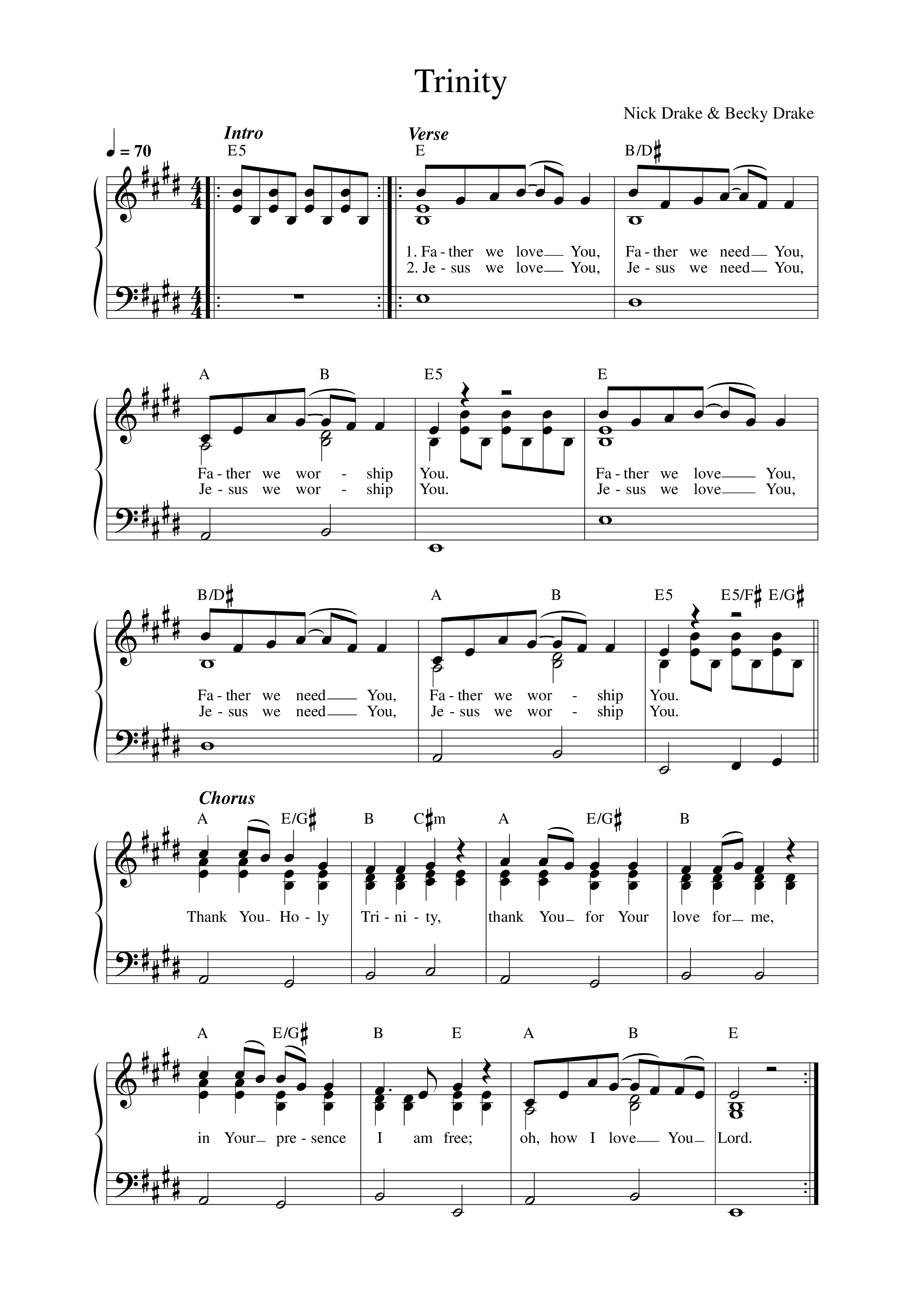 Trinity Lead Sheet Melody (Worship For Everyone)