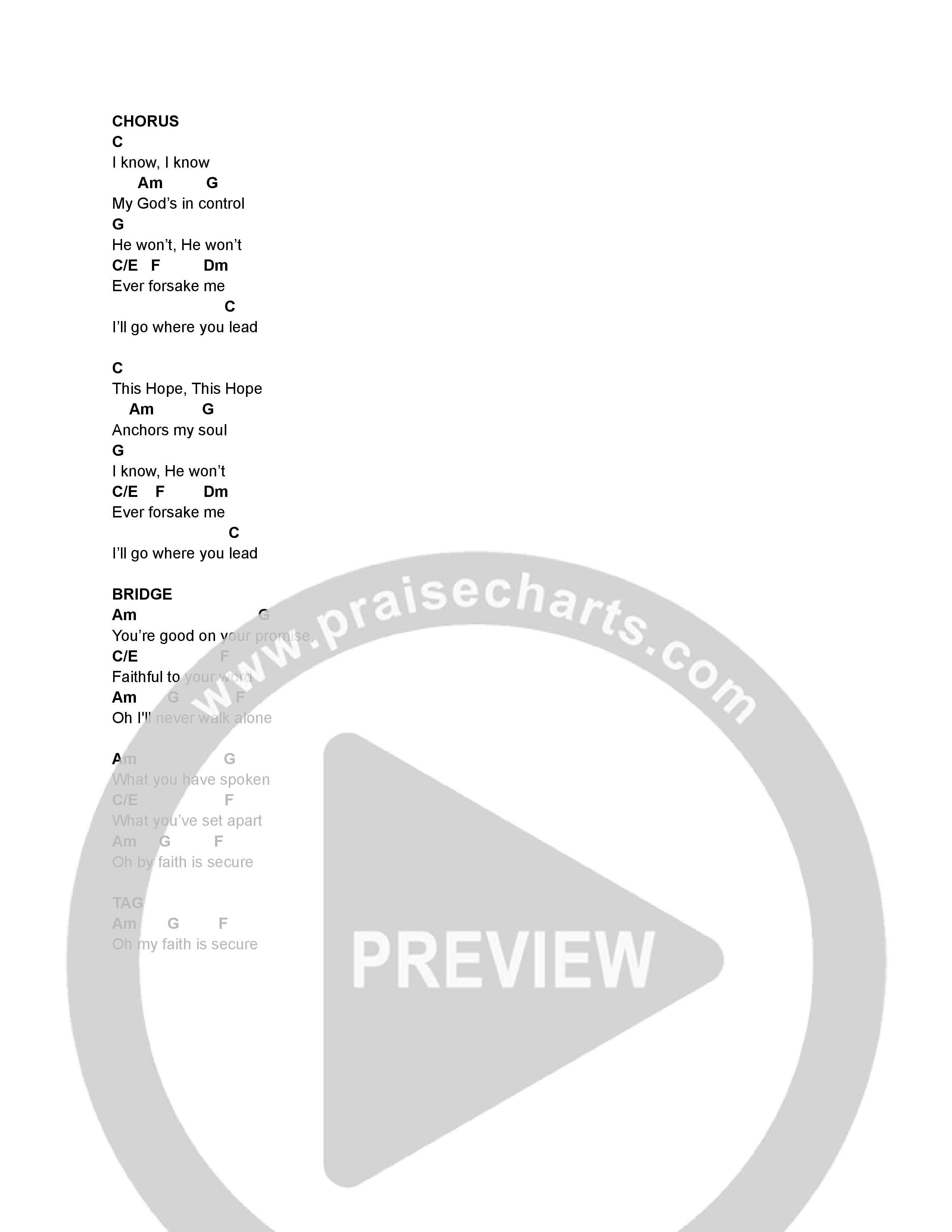 I Know Chord Chart (Linc Worship)