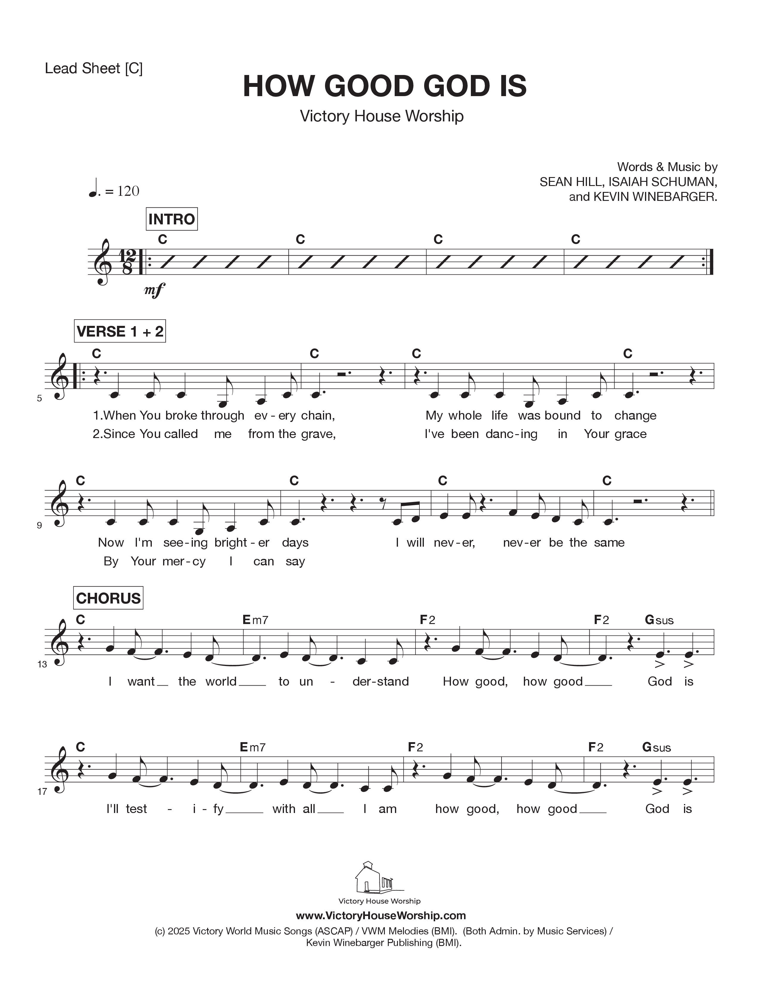 How Good God Is Lead Sheet Melody (Victory House Worship)