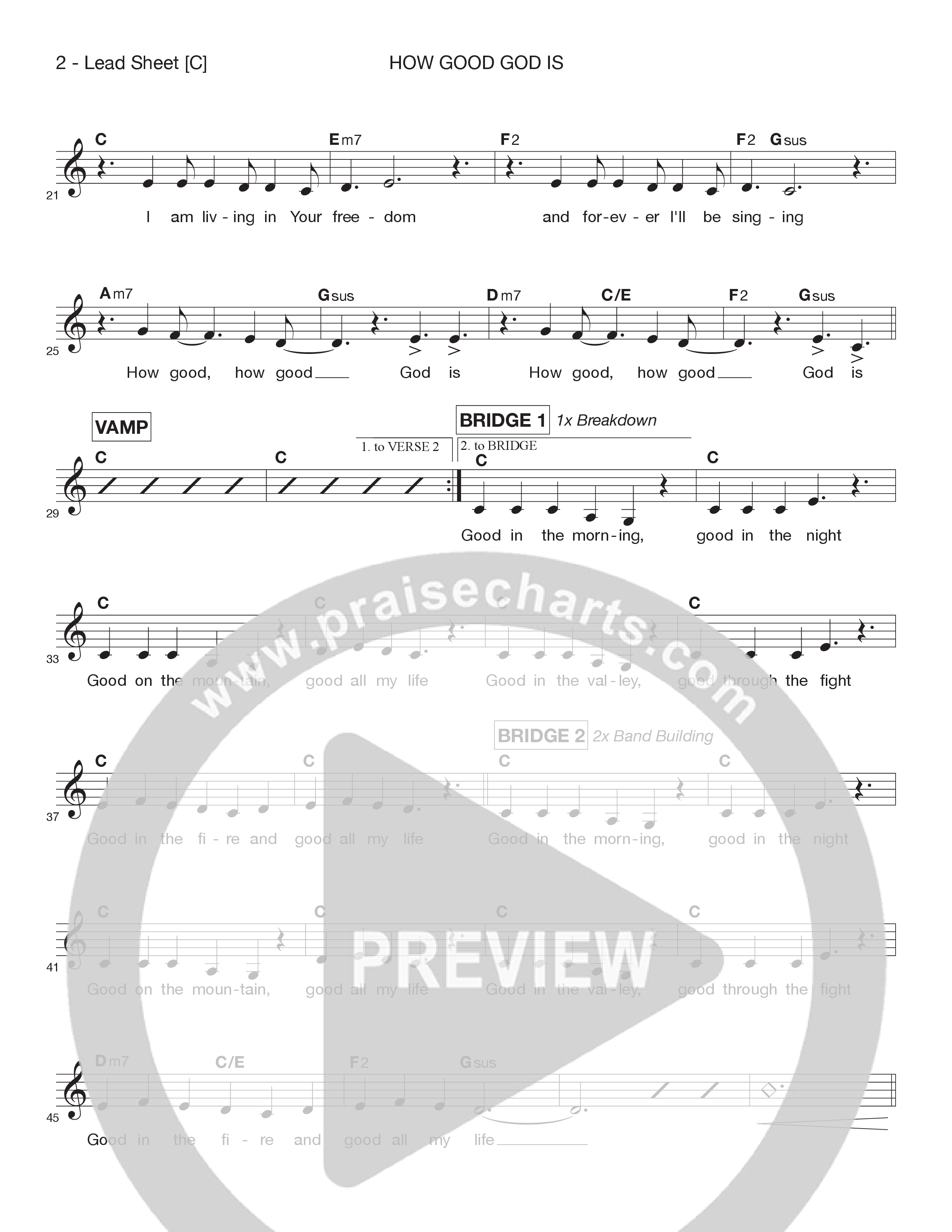 How Good God Is Lead Sheet Melody (Victory House Worship)